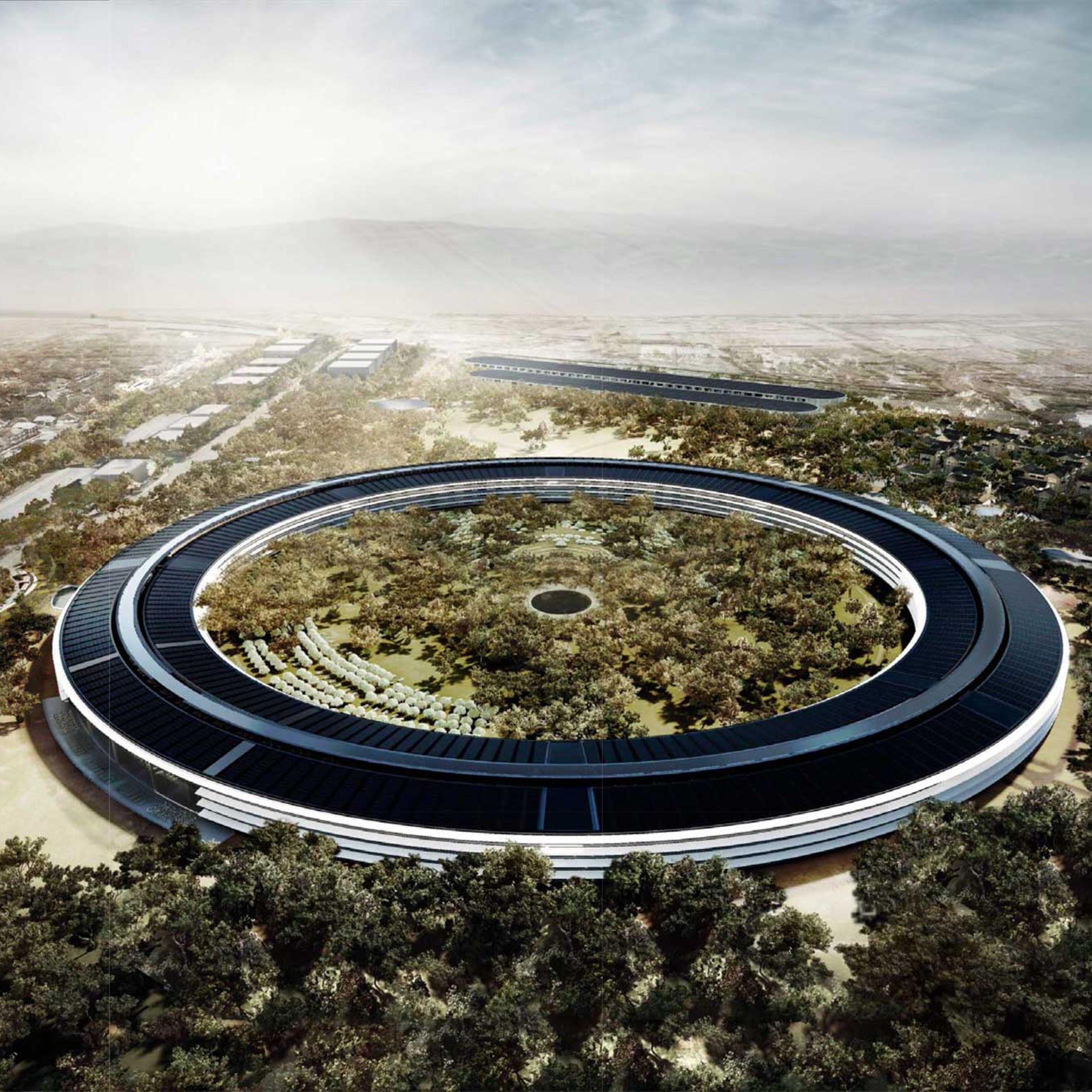 Apple Cupertino, Calif., The four-story circular building, to be completed in 2016 is designed to house some 12,000 employees.