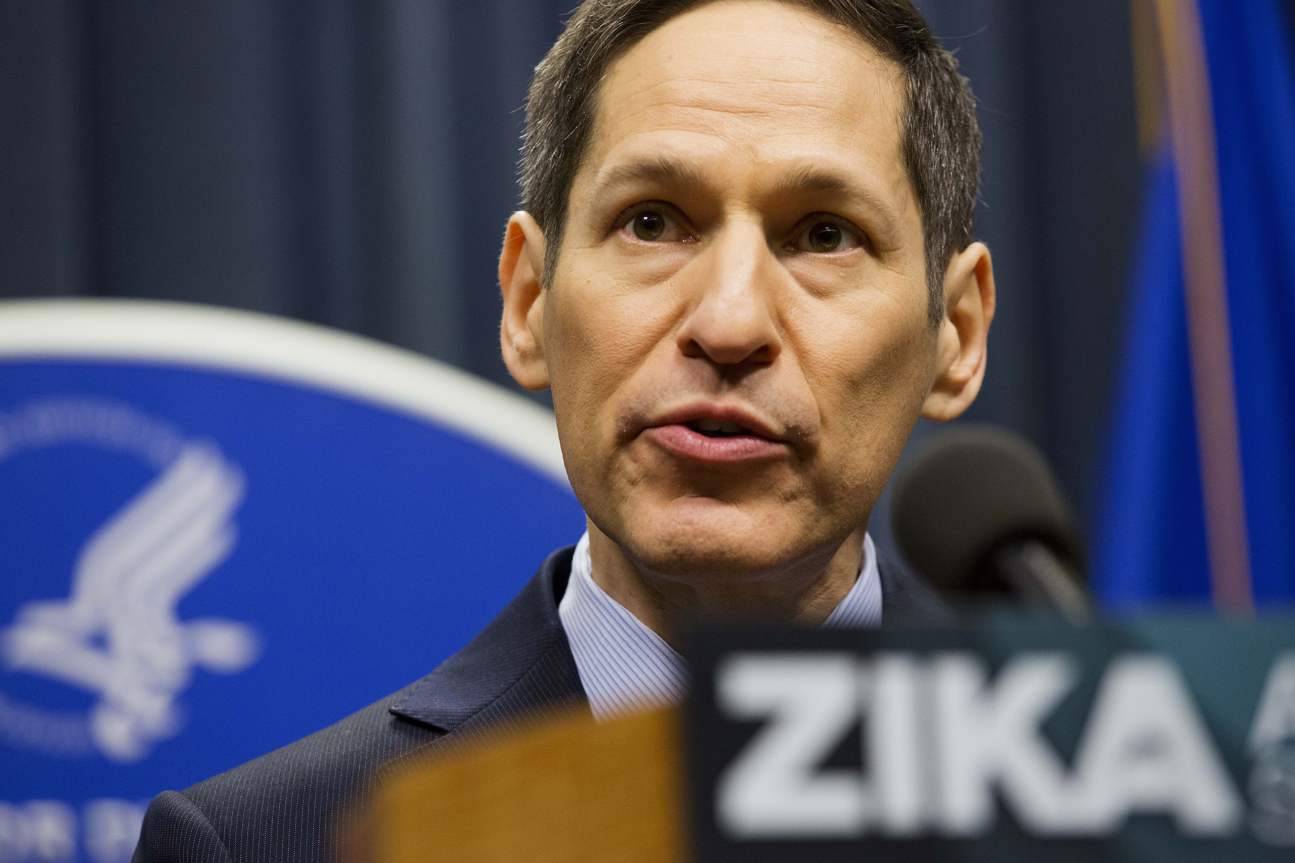 Dr. Thomas Frieden speaks during a press conference at a one-day Zika summit , in Atlanta, April 1, 2016.