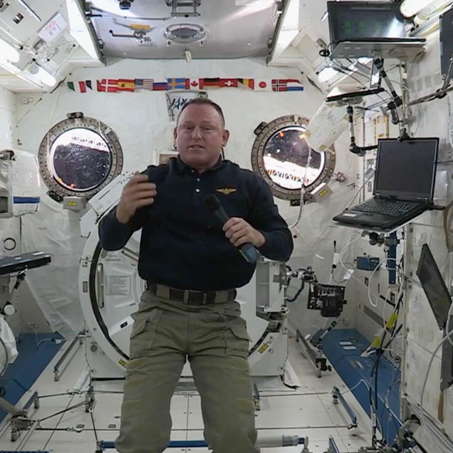 NASA astronaut and Expedition 42 commander Barry “Butch” Wilmore delivers a special Thanksgiving message from the International Space Station