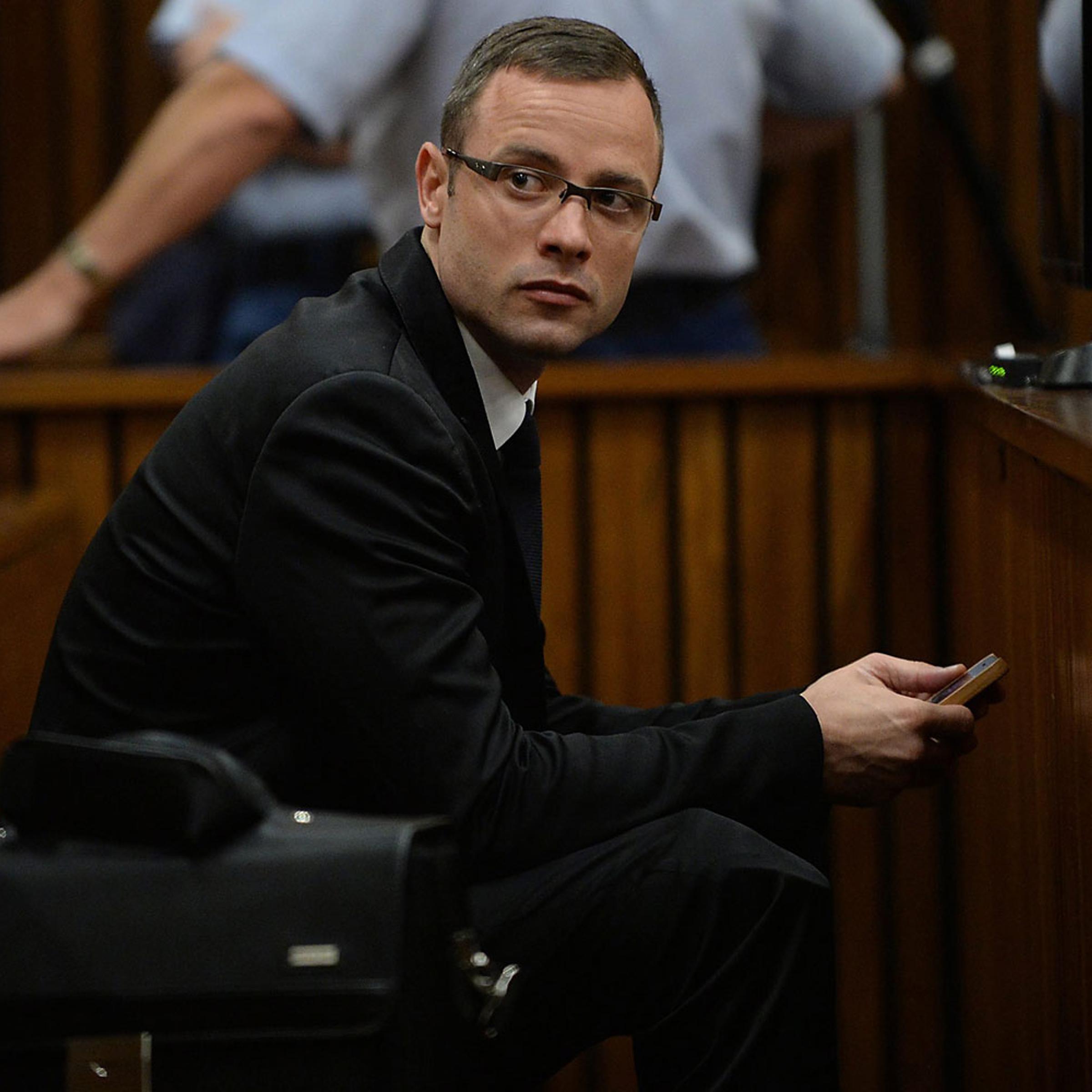 South African Paralympic athlete Oscar Pistorius is seen during his ongoing murder trial at the high court in Pretoria, South Africa, March 14, 2014.