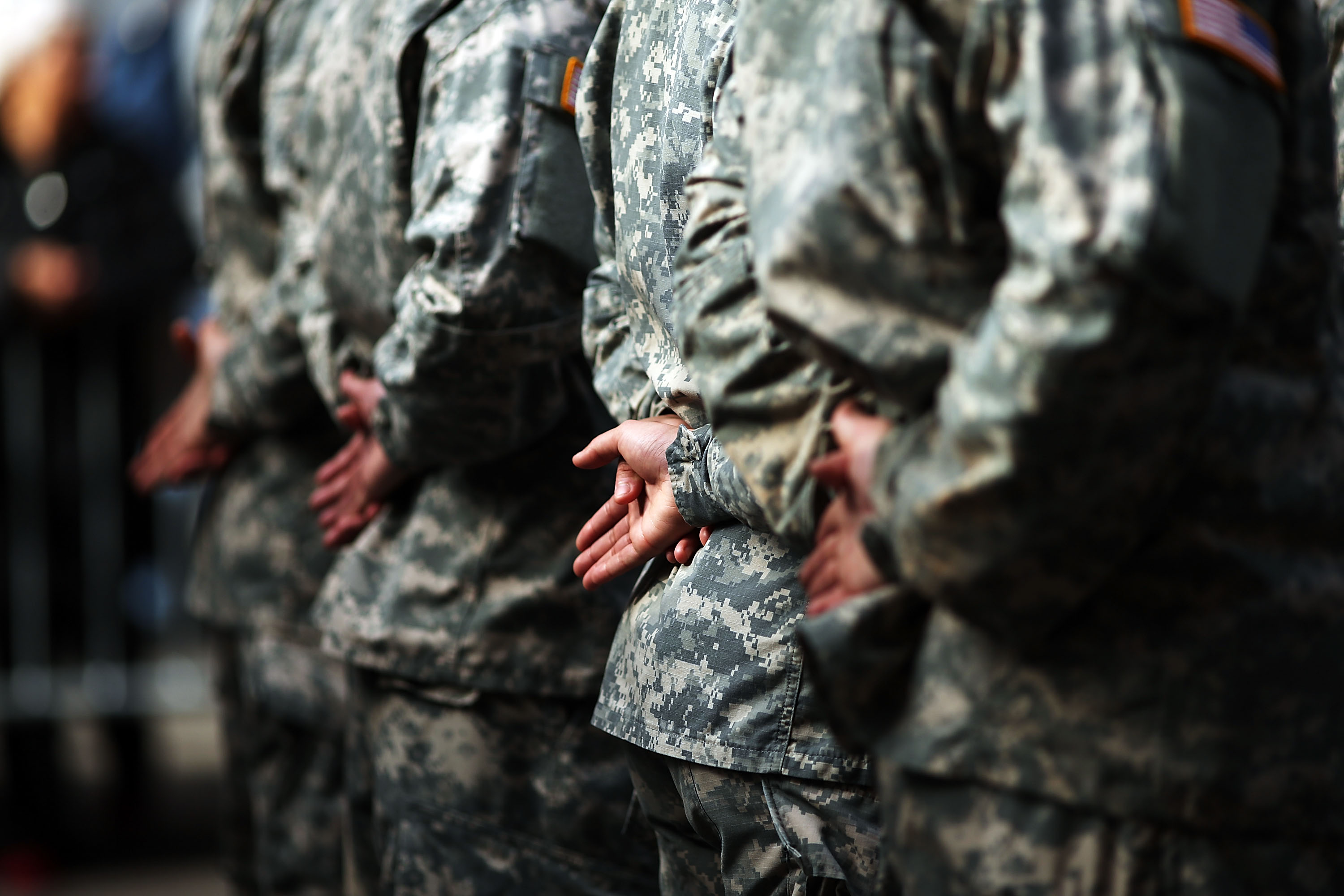 Soldiers march in the annual Veteran's Day Parade along Fifth Avenue on Nov. 11, 2014 in New York City.