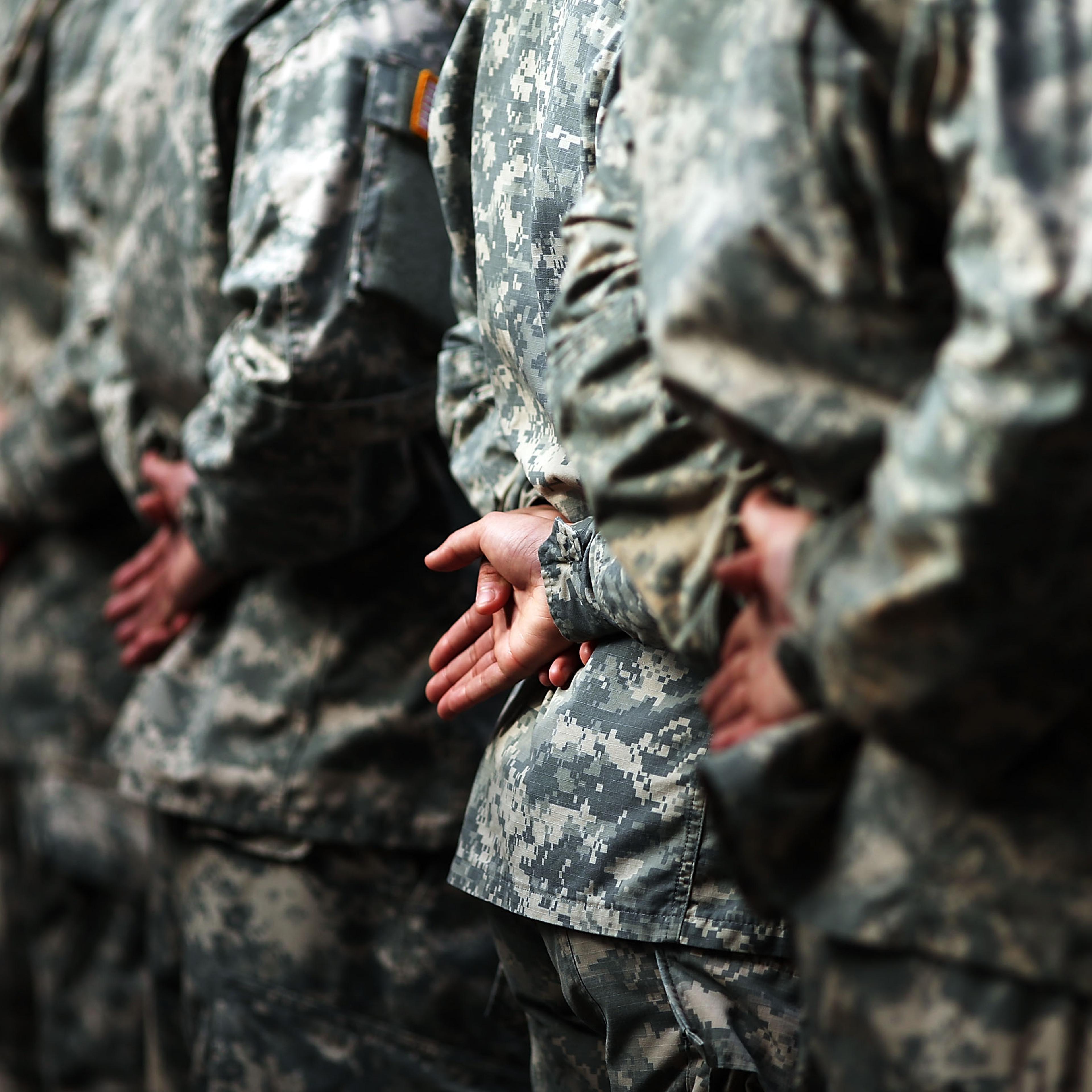 Soldiers march in the annual Veteran's Day Parade along Fifth Avenue on Nov. 11, 2014 in New York City.