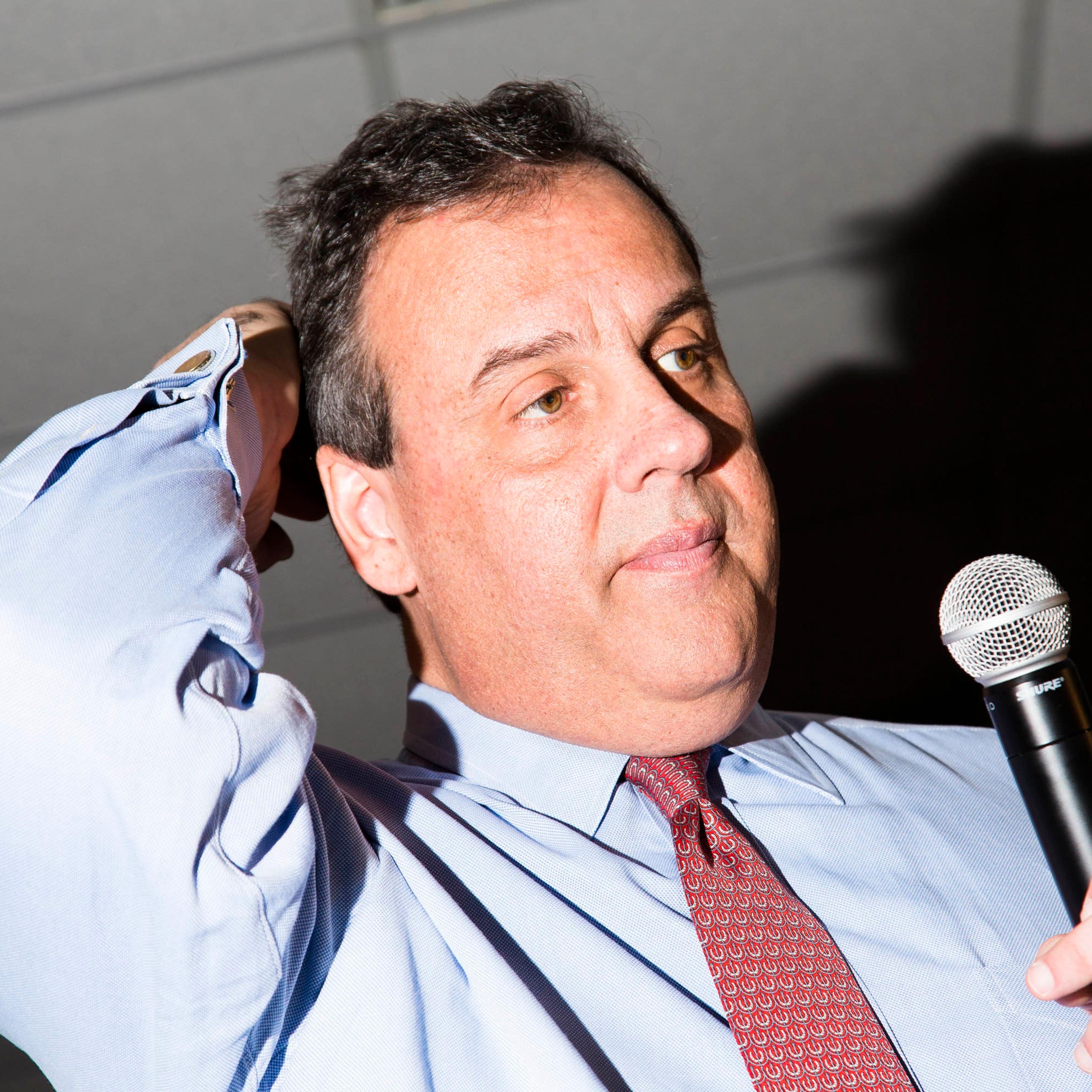 HAMPTON, NH - FEB 7: New Jersey Governor and 2016 Republican presidential candidate Chris Christie speaks to attendees during a campaign event at Hampton Academy on Sunday, February 7, 2016, in Hampton, NH. (Photo by Landon Nordeman)