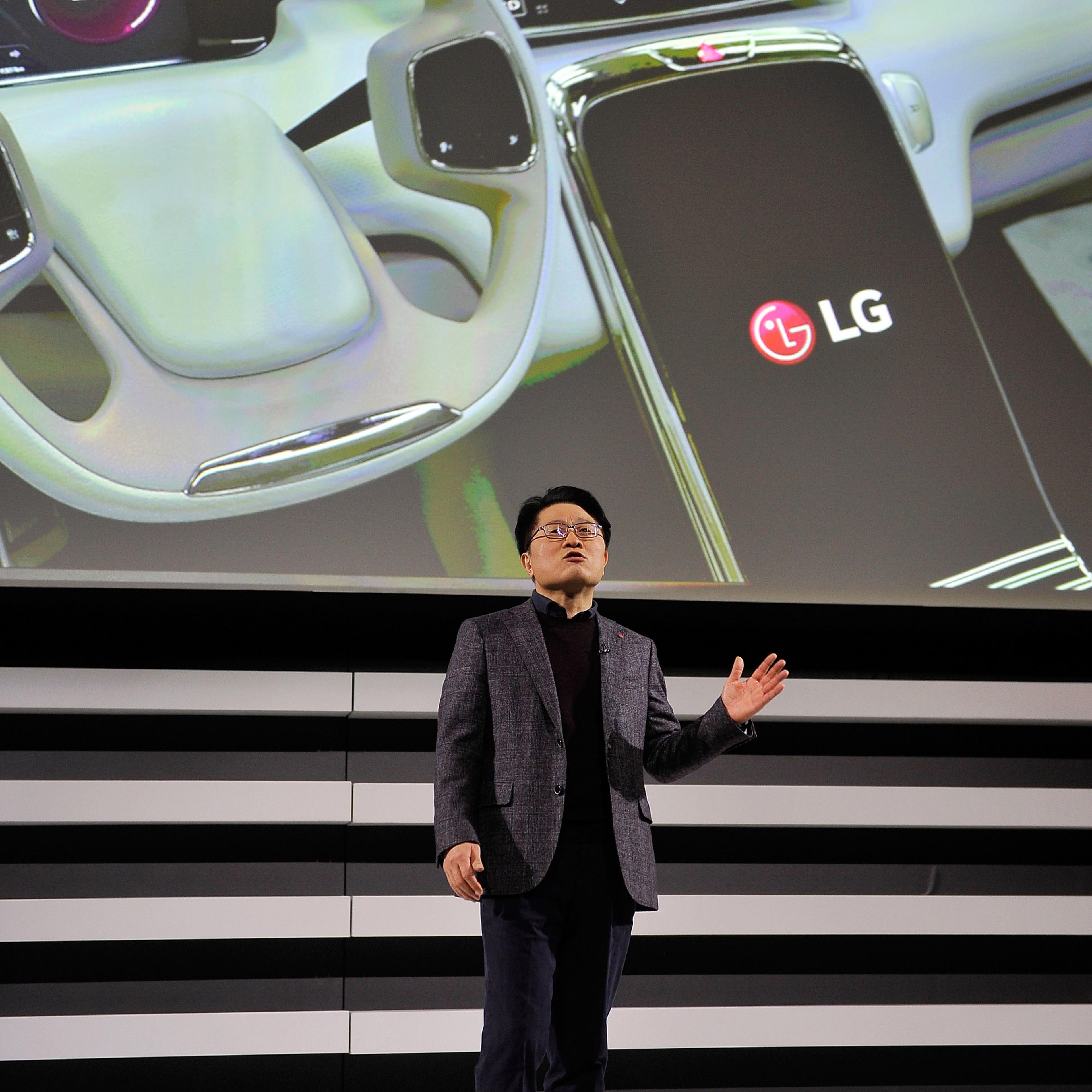 LG Electronics President and Chief Technology Officer Skott Ahn speaks at the 2015 International Consumer Electronics Show in Las Vegas on Jan. 5, 2015.