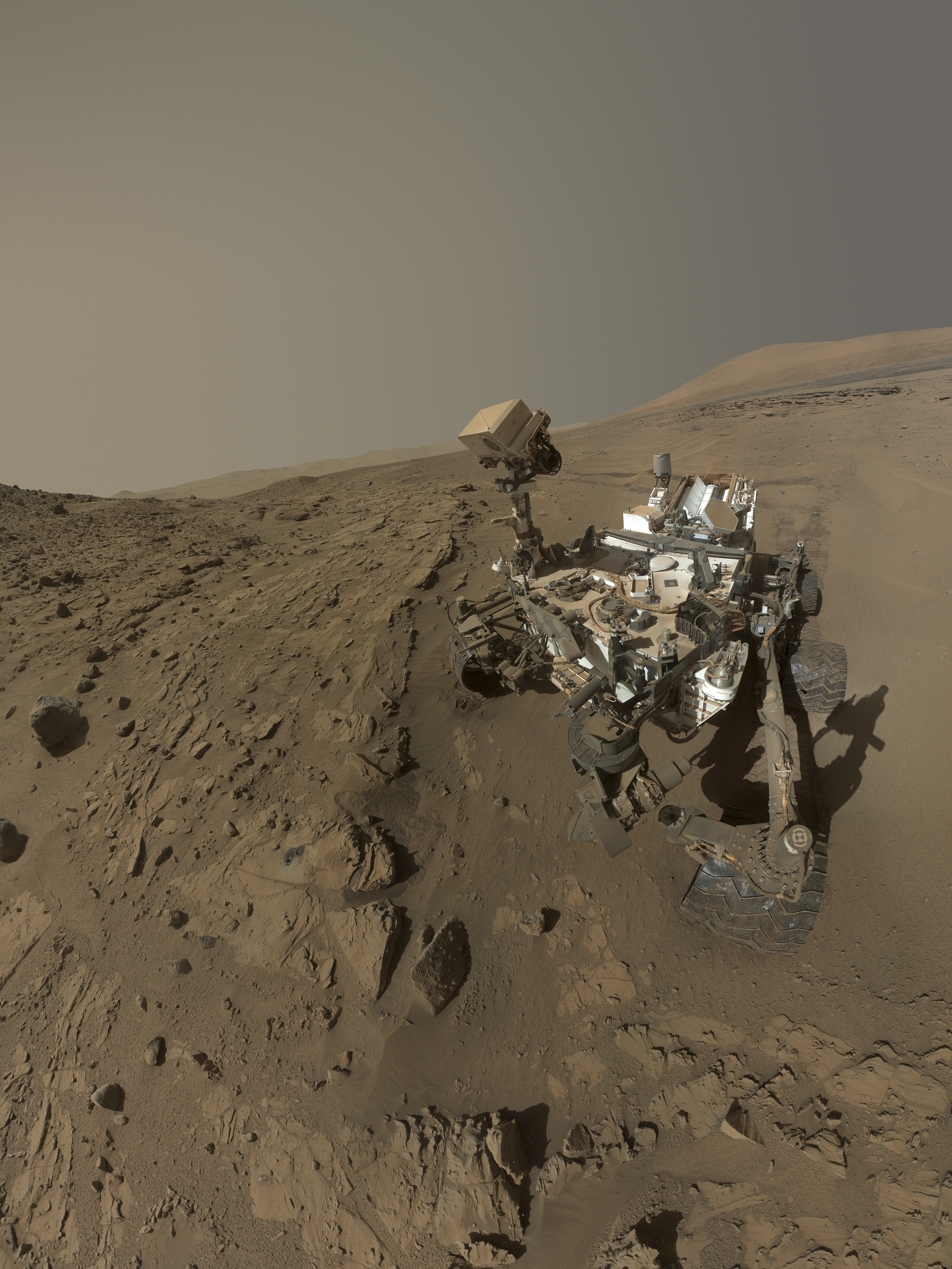NASA's Mars Curiosity rover is pictured in this self-portrait where the rover drilled into a sandstone target called "Windjana" on Mars in this handout photo. June 2014.