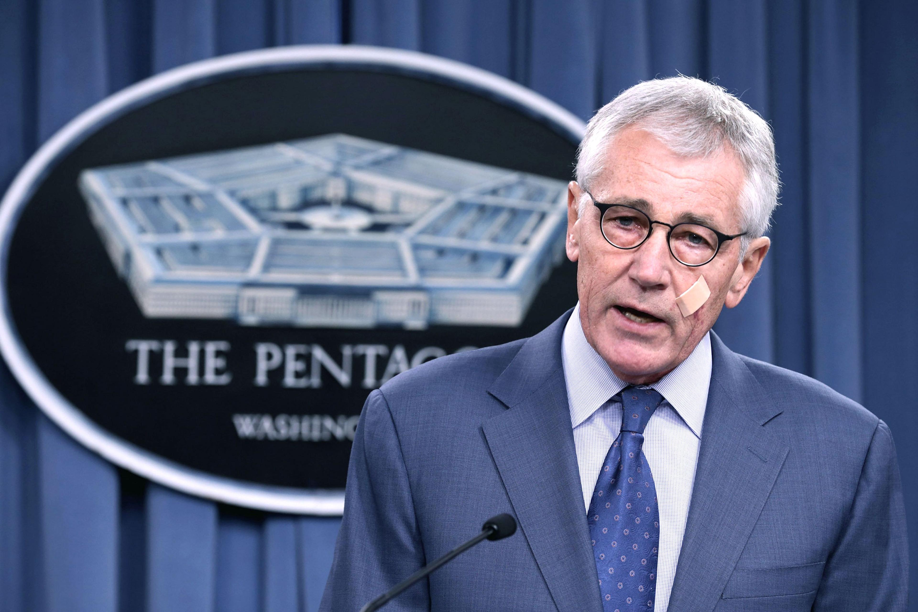 U.S. Defense Secretary Chuck Hagel announces a series of reforms to the troubled nuclear force during a press briefing at the Pentagon Nov. 14, 2014 in Arlington, Va.