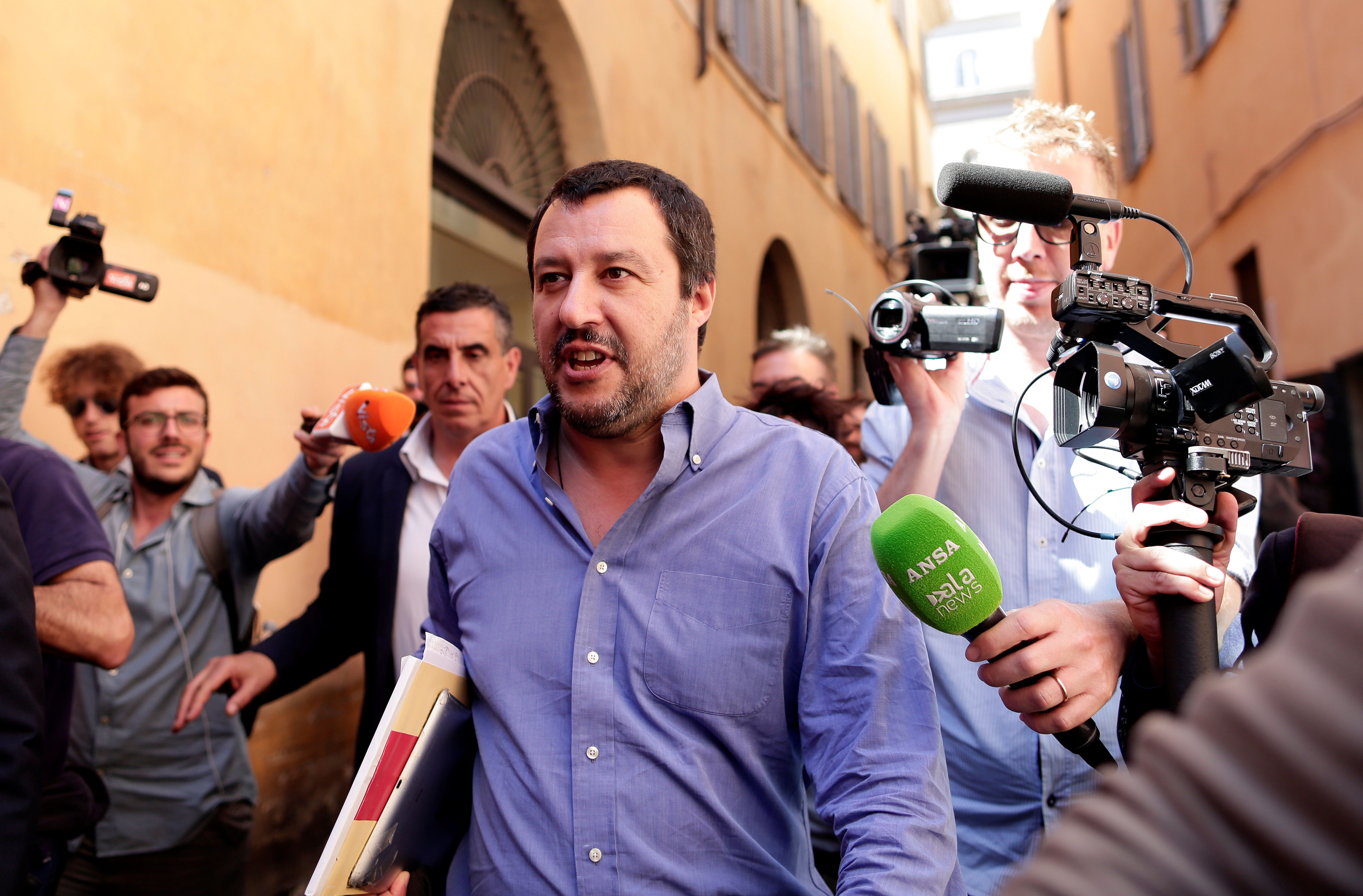 League party leader Matteo Salvini arrives at the Lower house for a round of consultations with Italy's newly appointed Prime Minister Giuseppe Conte in Rome