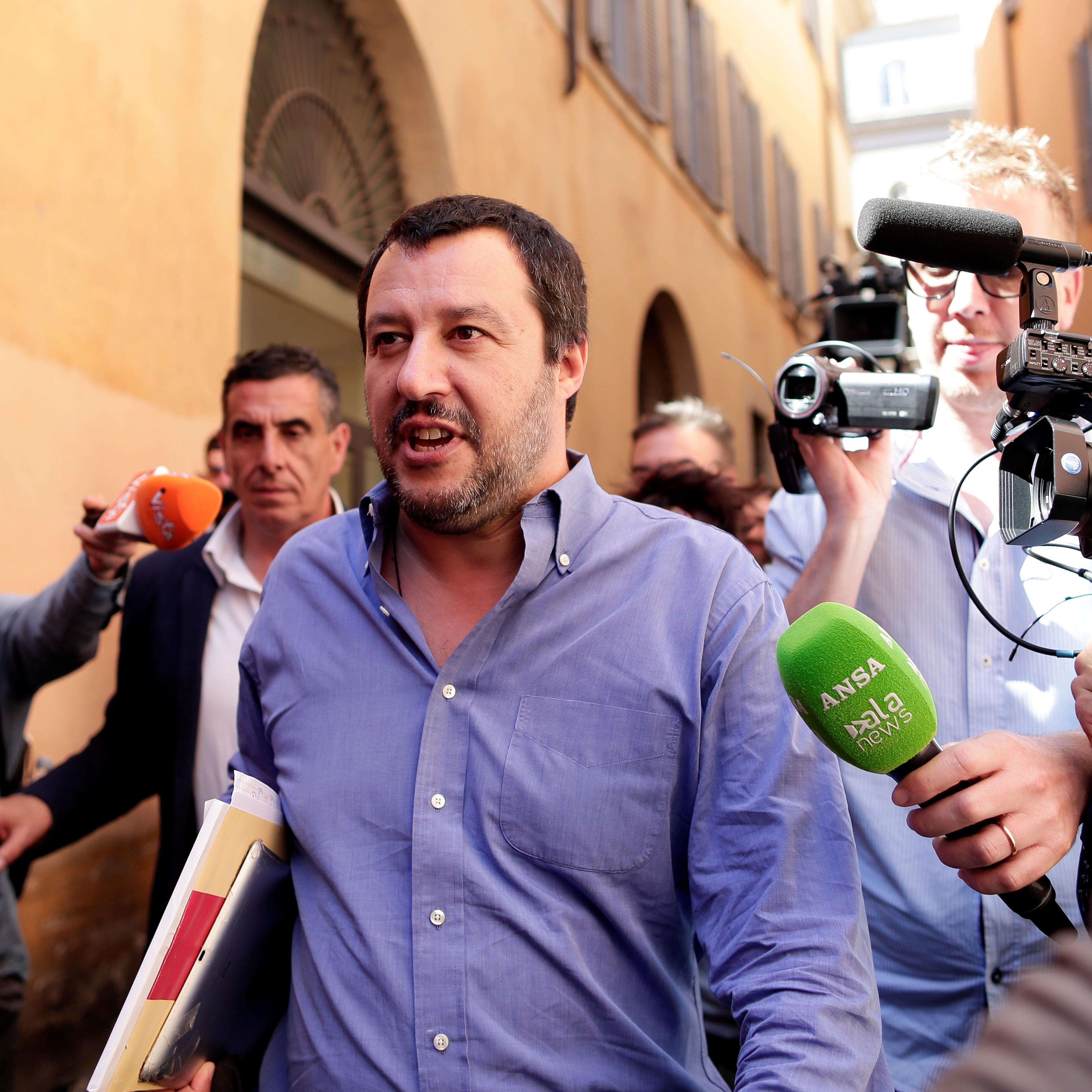 League party leader Matteo Salvini arrives at the Lower house for a round of consultations with Italy's newly appointed Prime Minister Giuseppe Conte in Rome