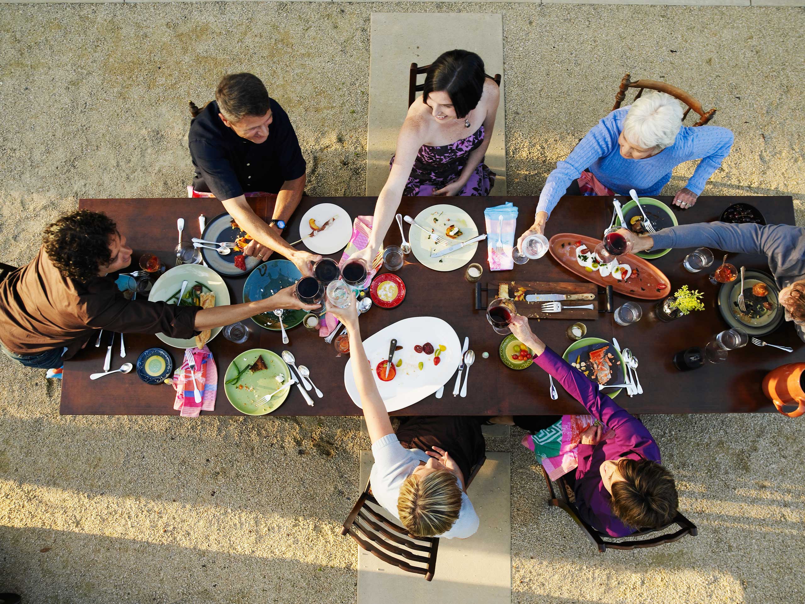 A stock photograph of a family dinner