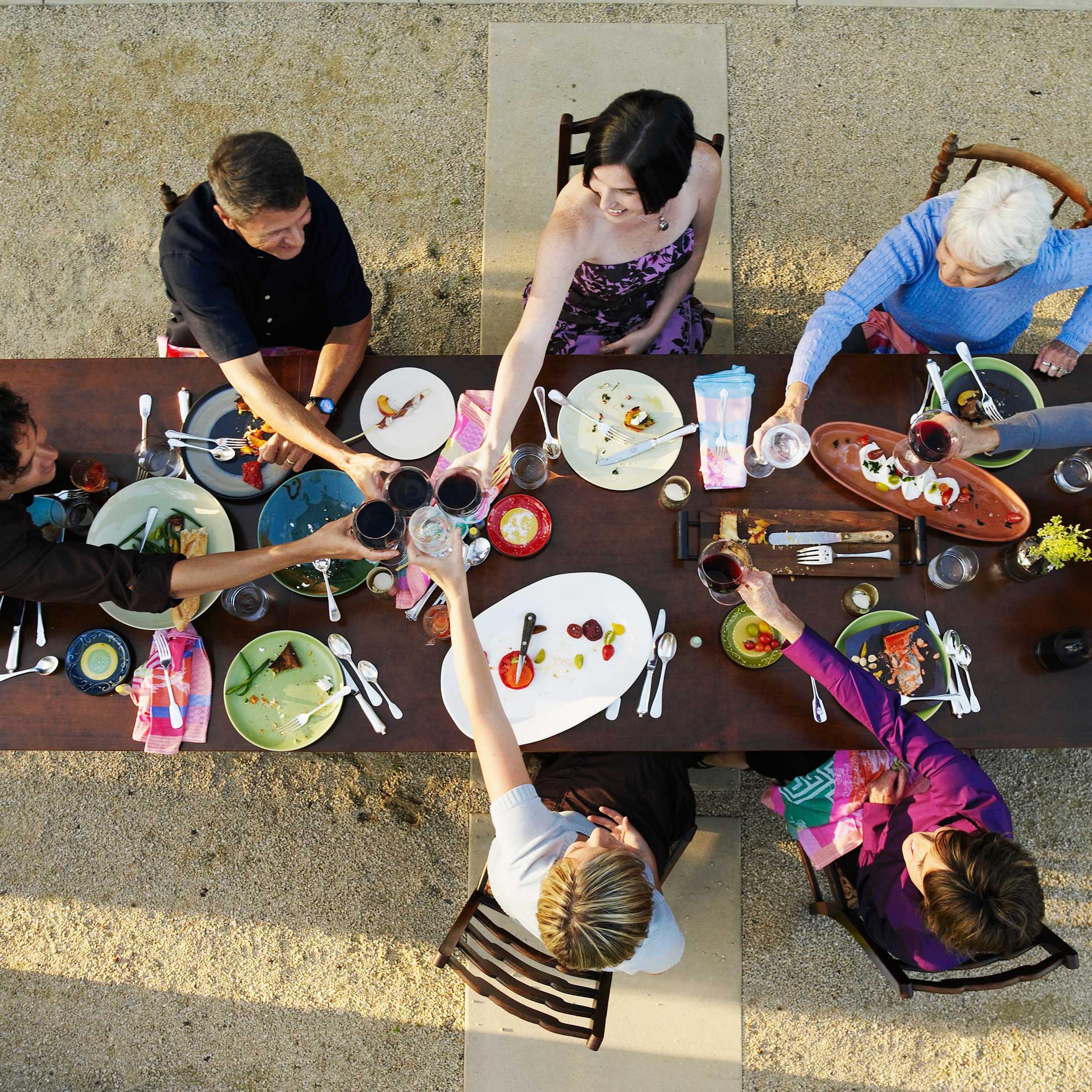 A stock photograph of a family dinner