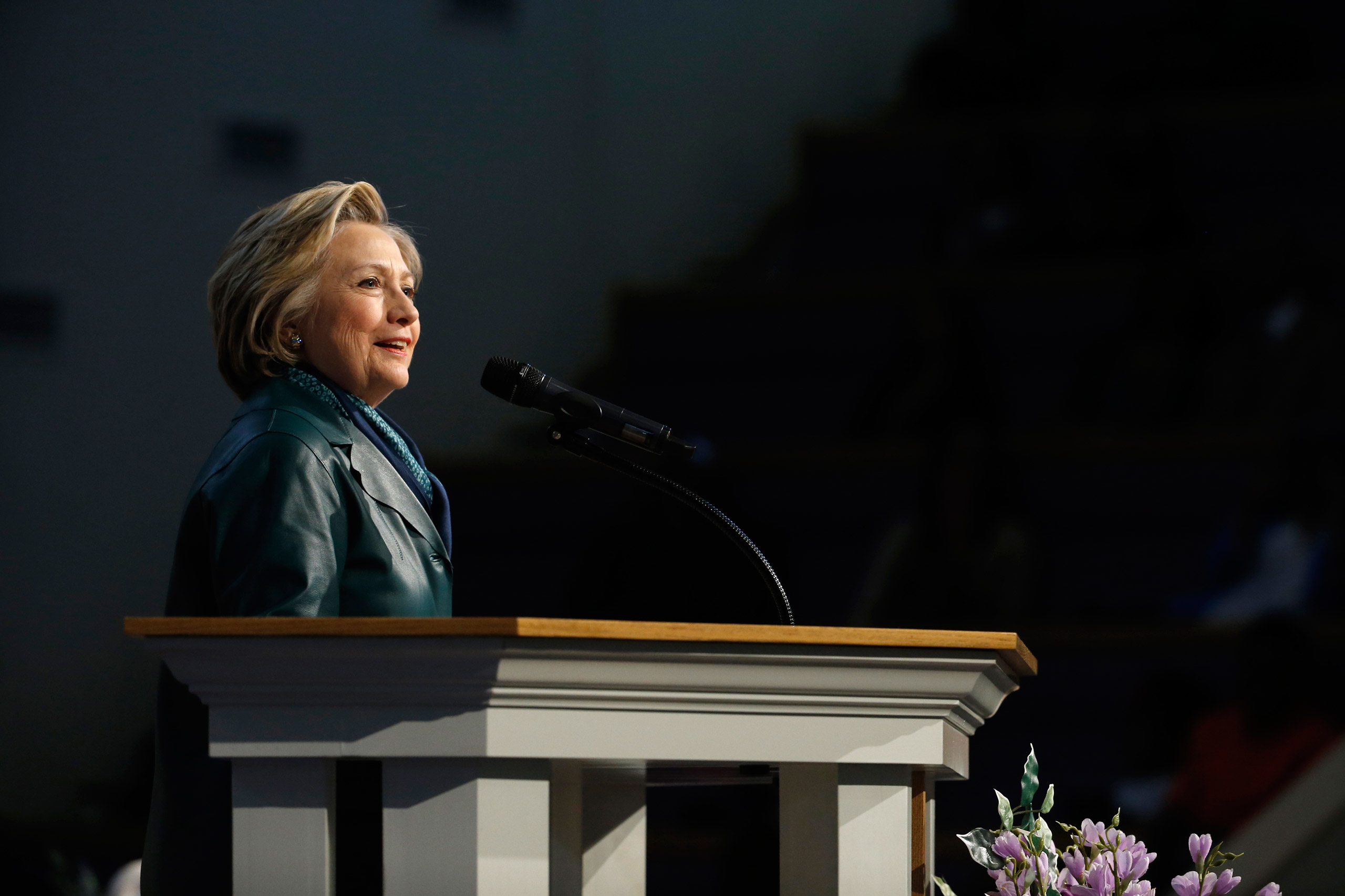 Democratic presidential candidate Hillary Clinton speaks, Sunday, April 24, 2016, at Triumph Baptist Church in Philadelphia. (AP Photo/Matt Rourke)