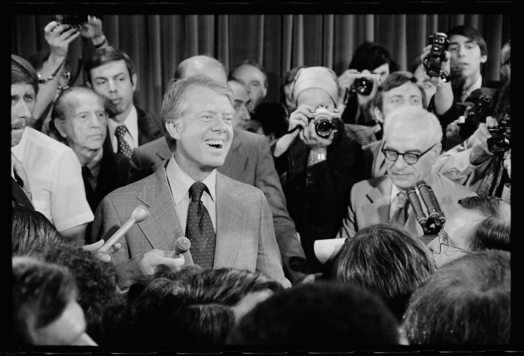 President Carter Surrounded By Journalists