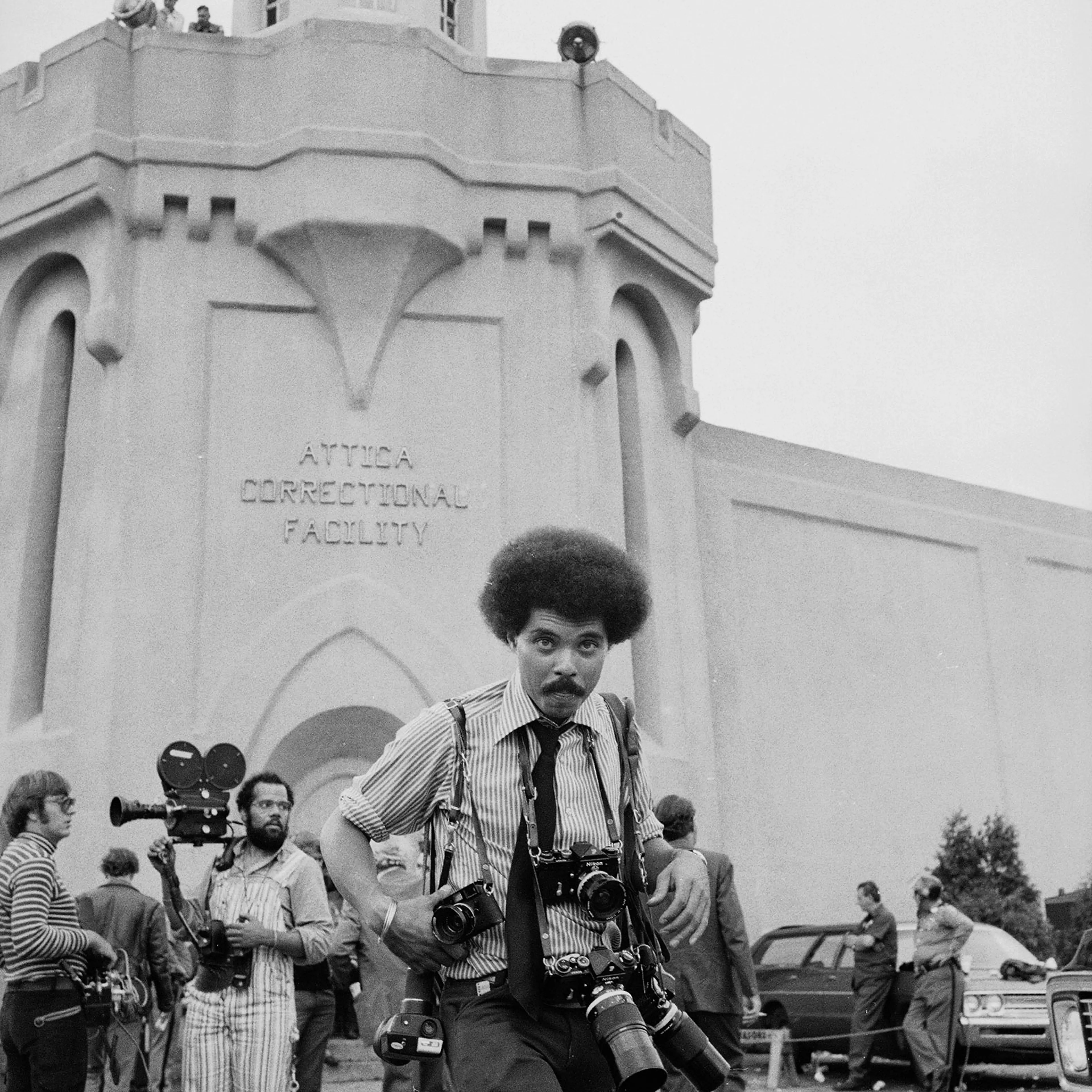 John Shearer on assignment during a prisoner riot and uprising at Attica prison in 1971.