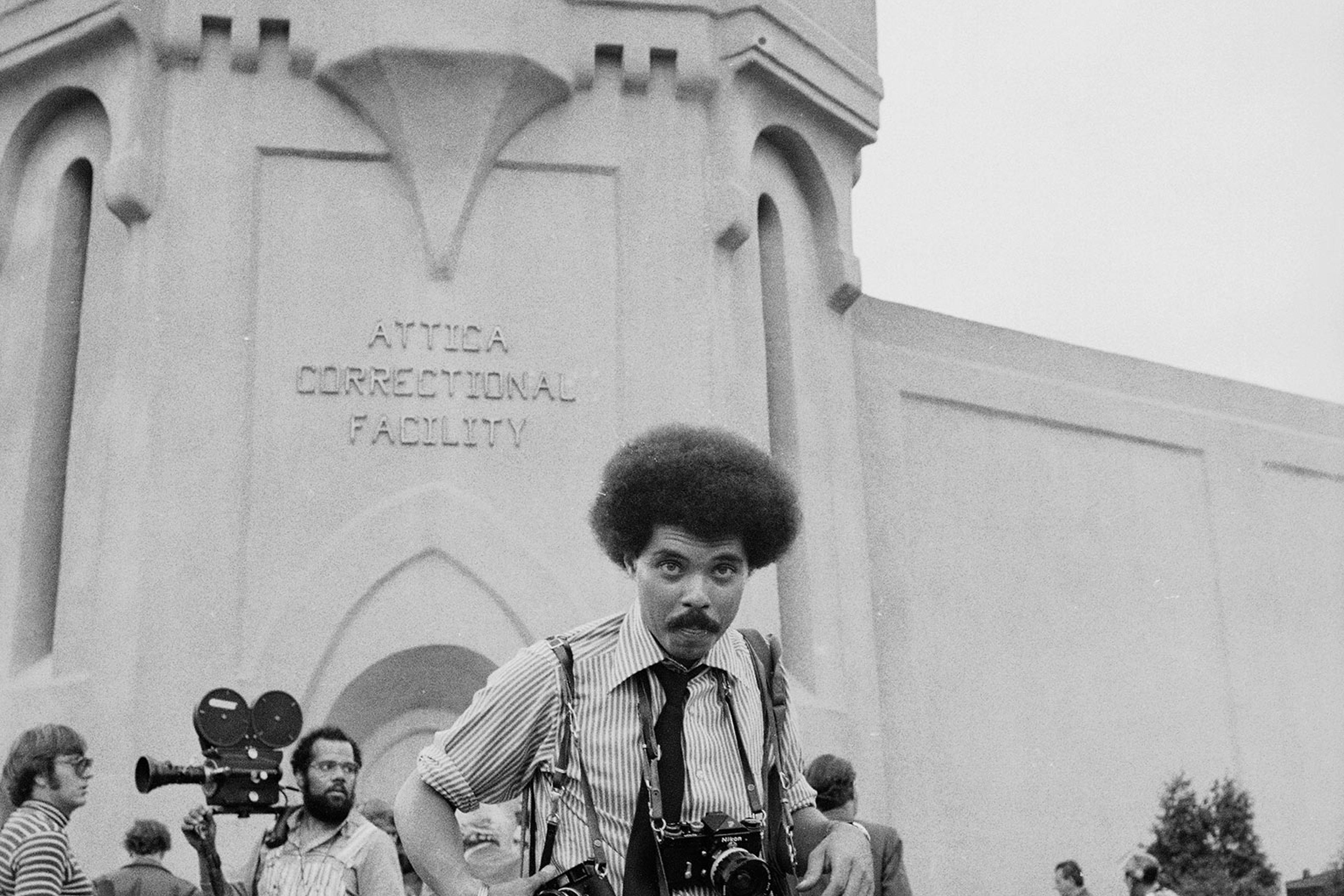John Shearer on assignment during a prisoner riot and uprising at Attica prison in 1971.