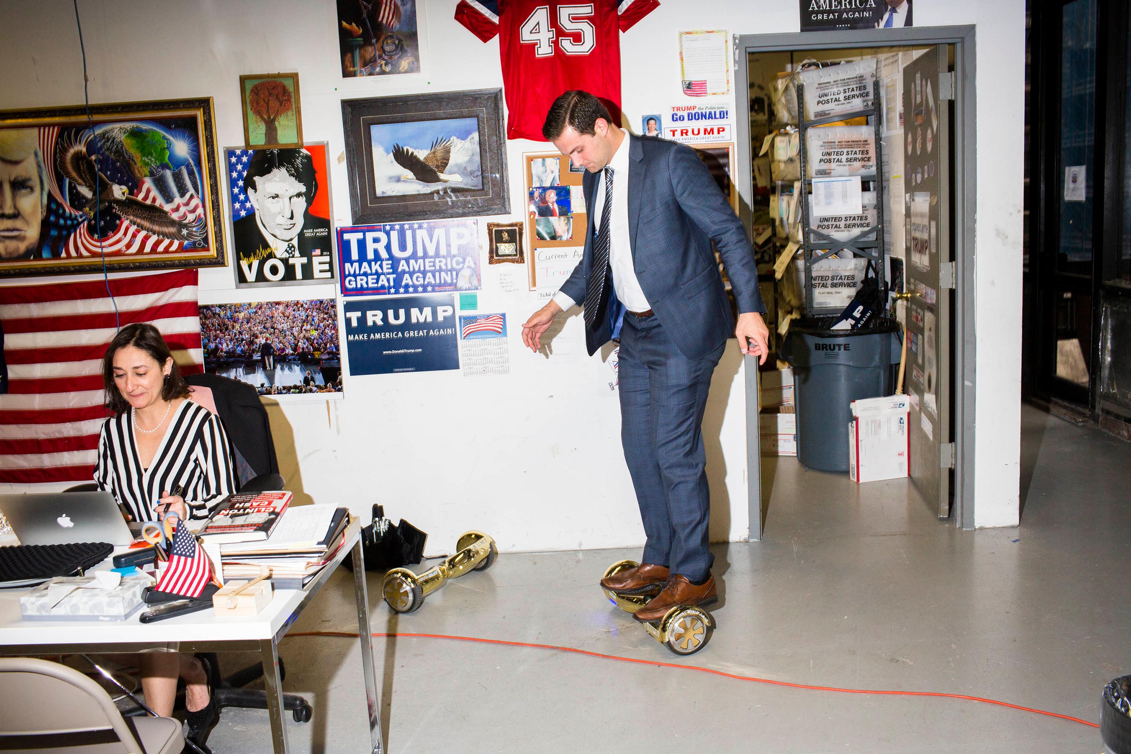 NEW YORK - MAY 24: Scenes from Inside the campaign headquarters of Donald Trump on May 24, 2016, in Trump Tower in New York City. (Photo by Landon Nordeman)