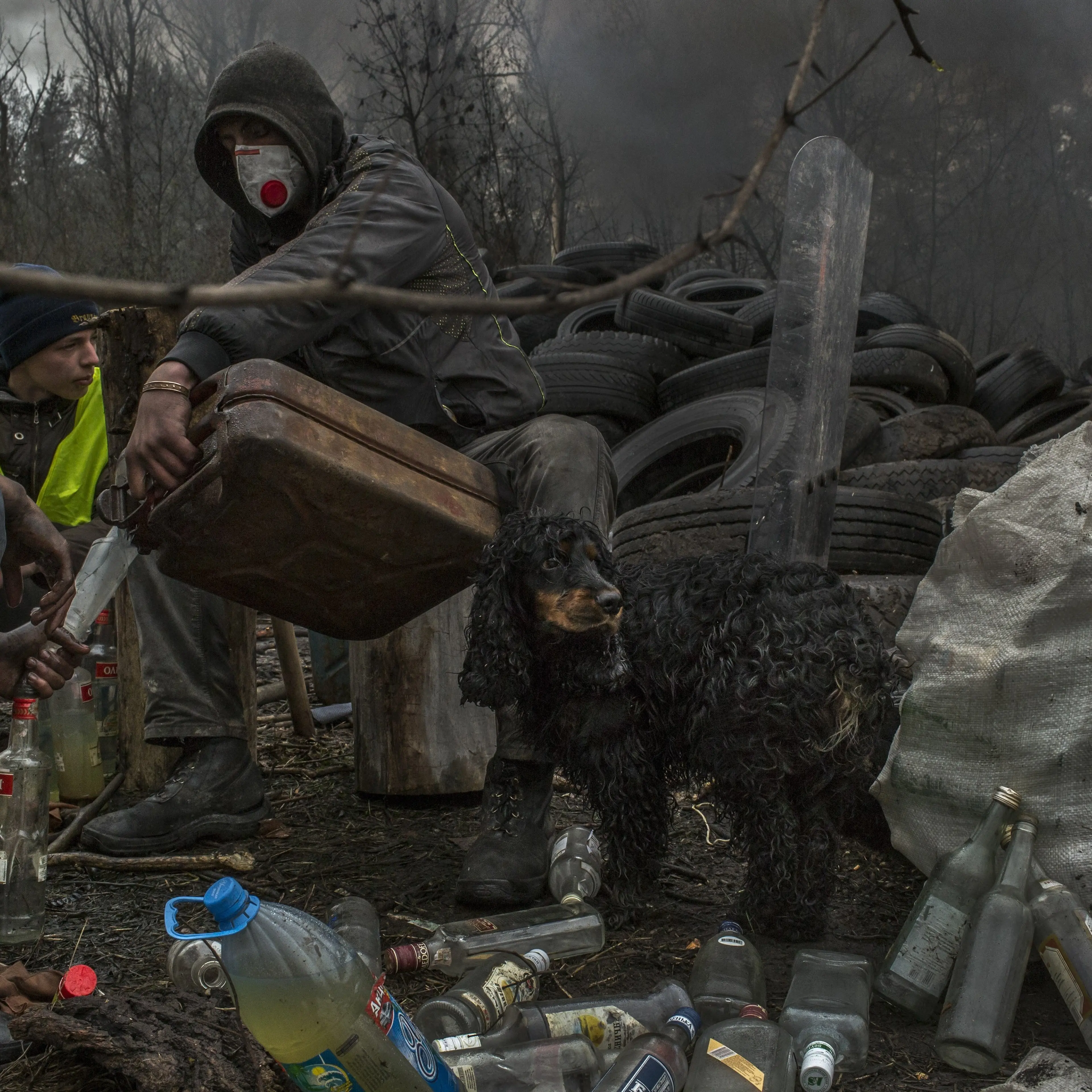 Cheers to Moscow Pro-Russian protesters make Molotov cocktails in Solvyansk, in eastern Ukraine