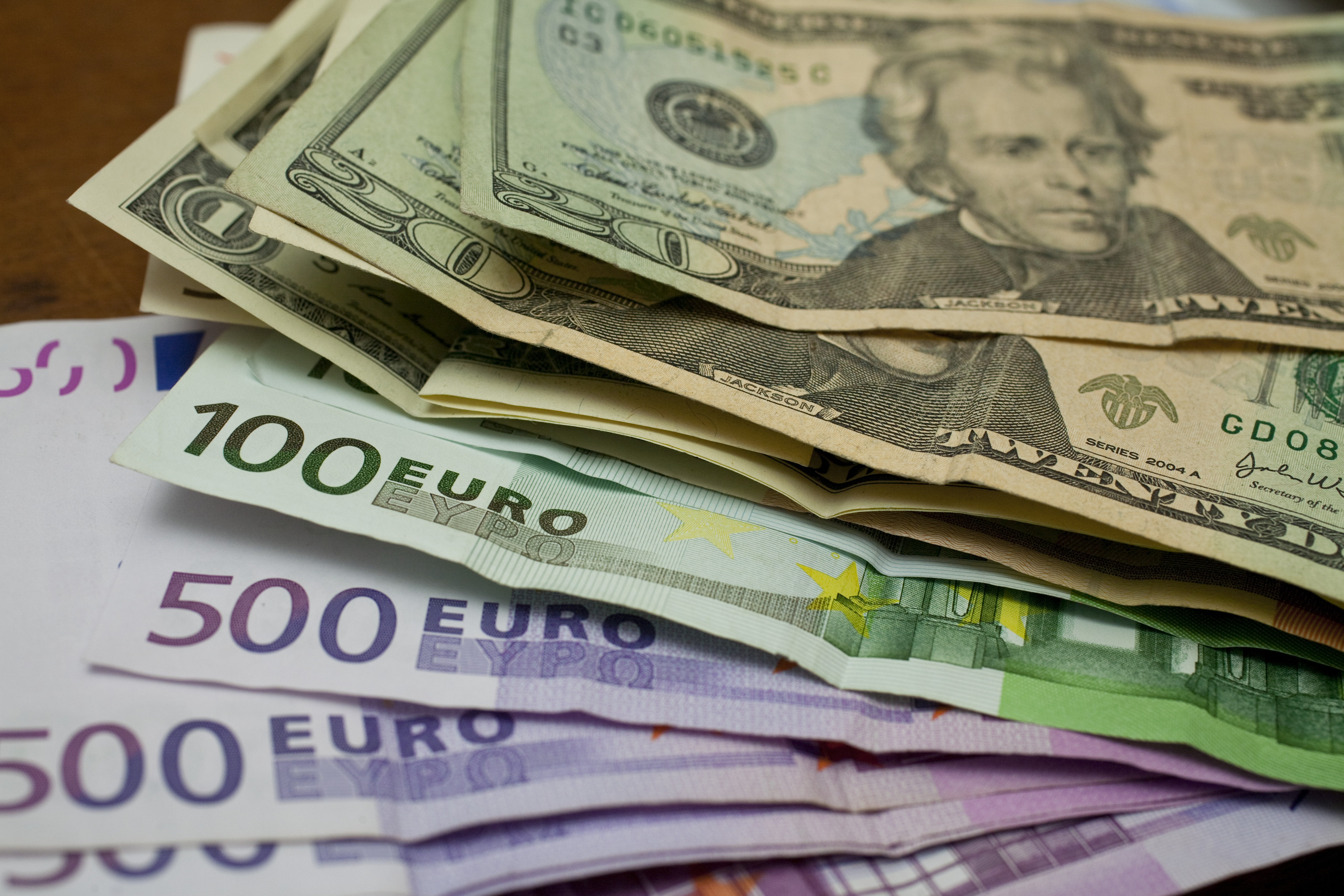 dollars and euros