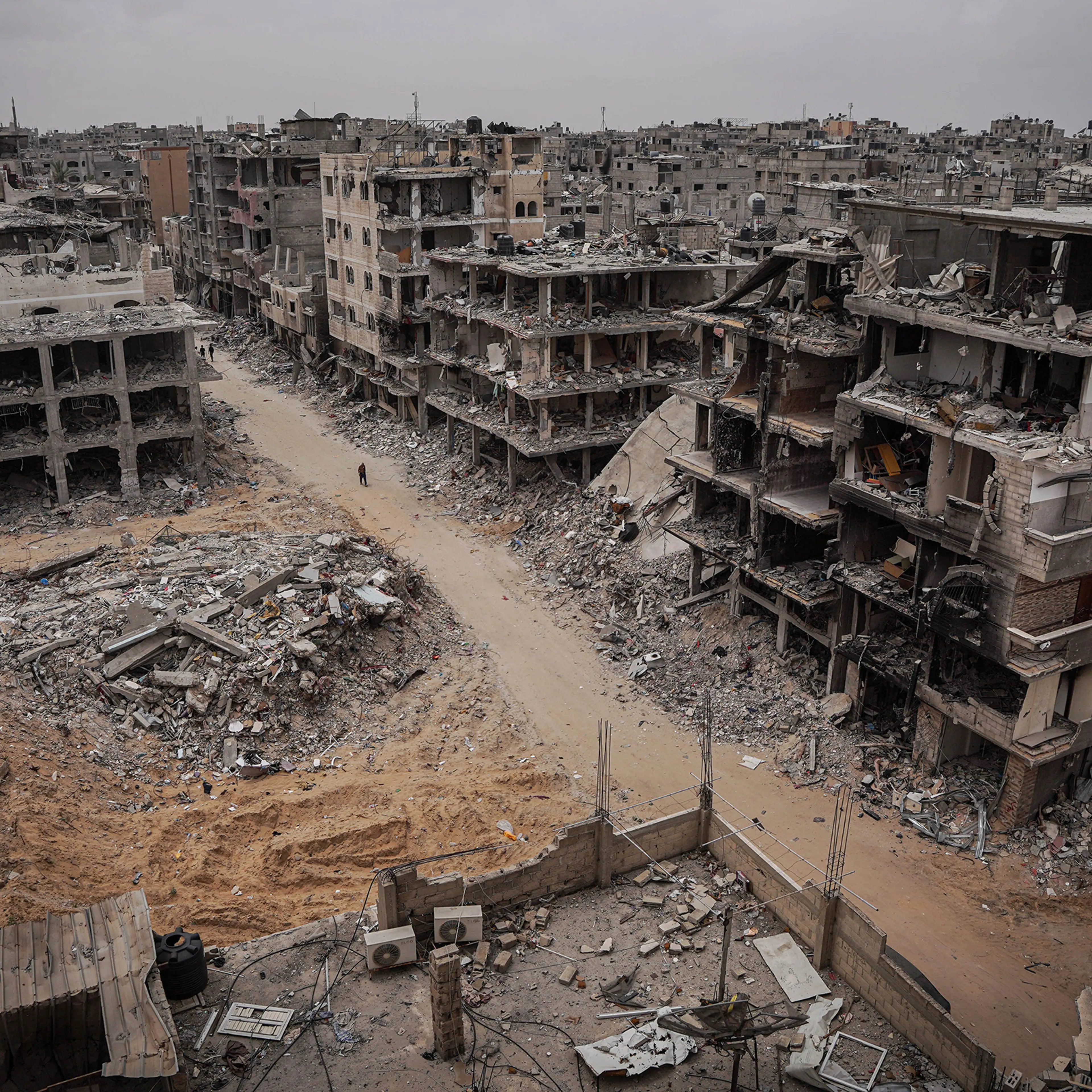 A view of destroyed homes in the city of Khan Younis on April 26, 2024.