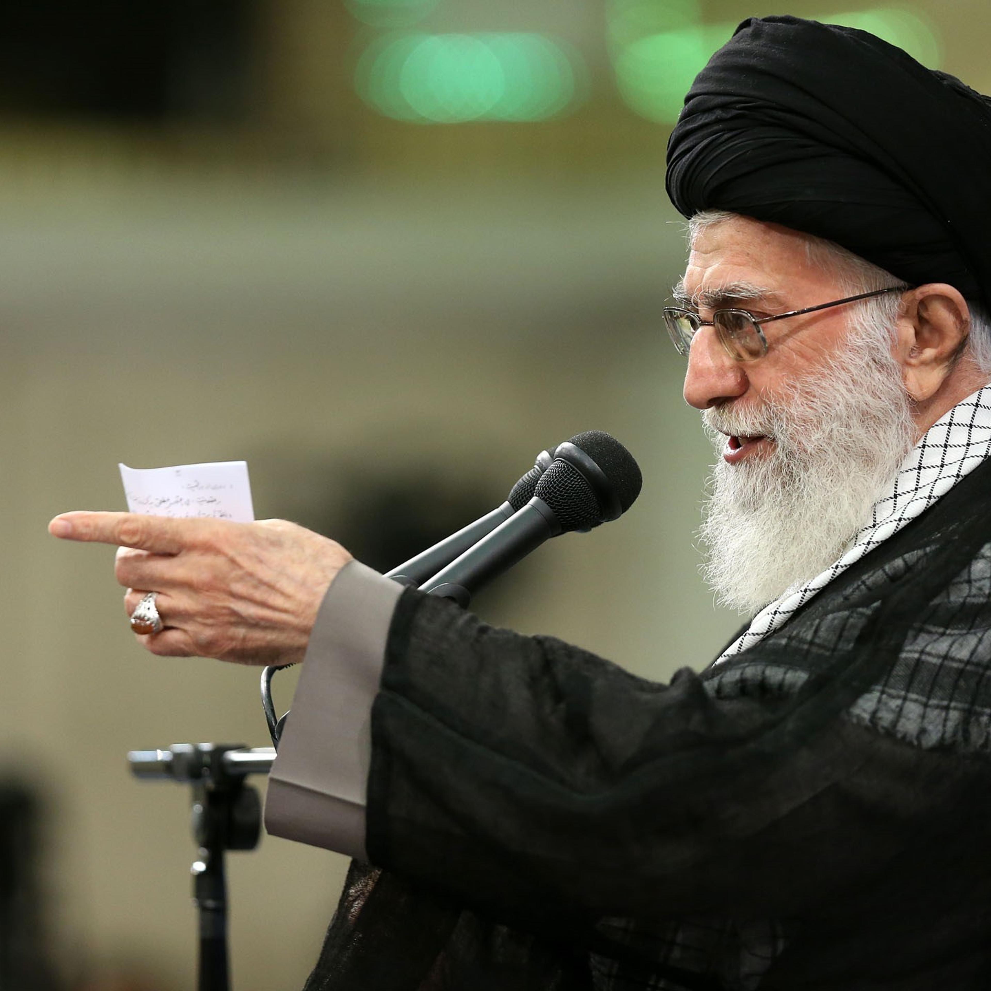 Iranian supreme leader Ayatollah Ali Khamenei delivers a speech during an Islamic Revolution Guards Corps meeting in Tehran, Iran on Sept. 18, 2016.