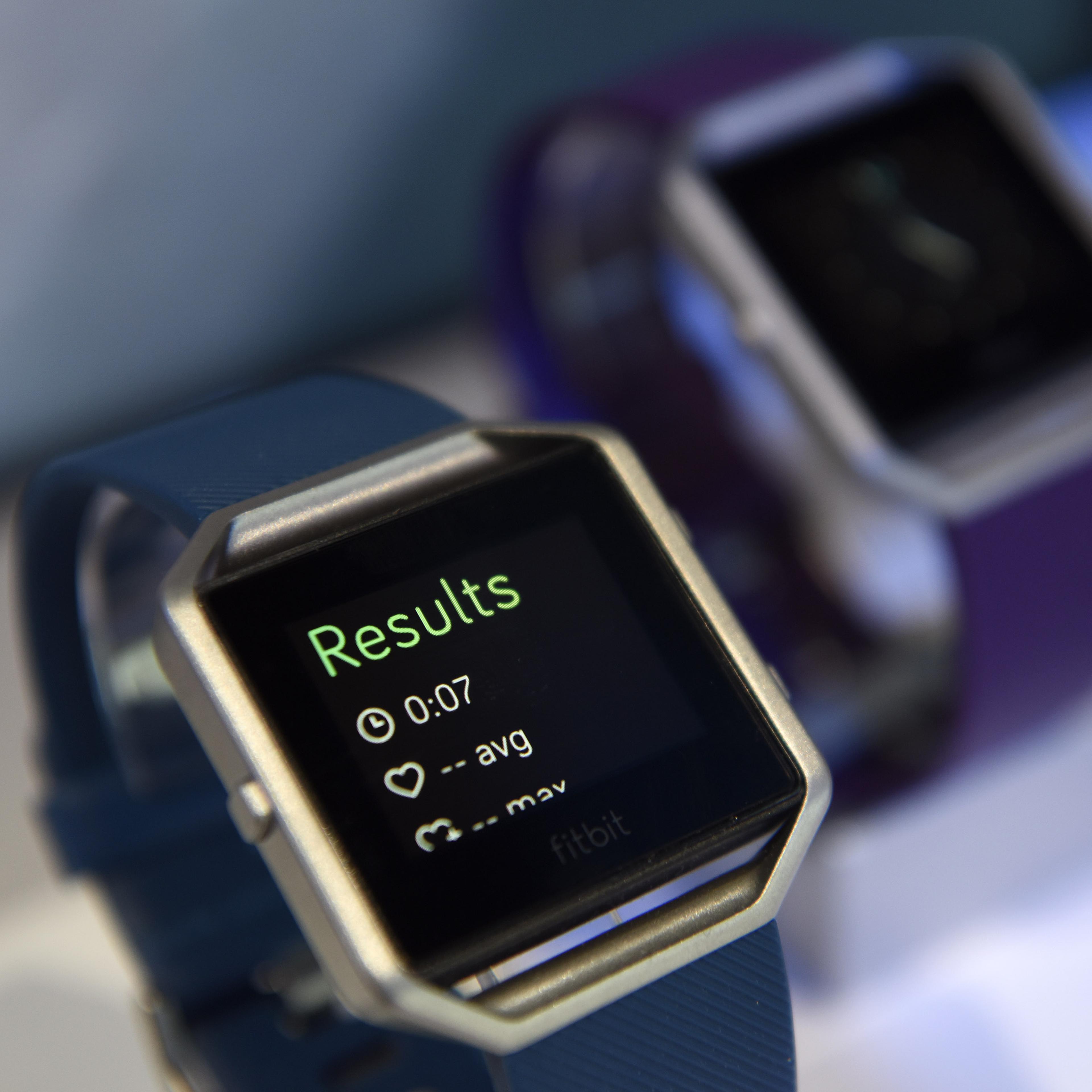 The Fitbit Inc. Blaze fitness tracker is displayed during the 2016 Consumer Electronics Show (CES) in Las Vegas, Nevada, U.S., on Friday, Jan. 8, 2016.