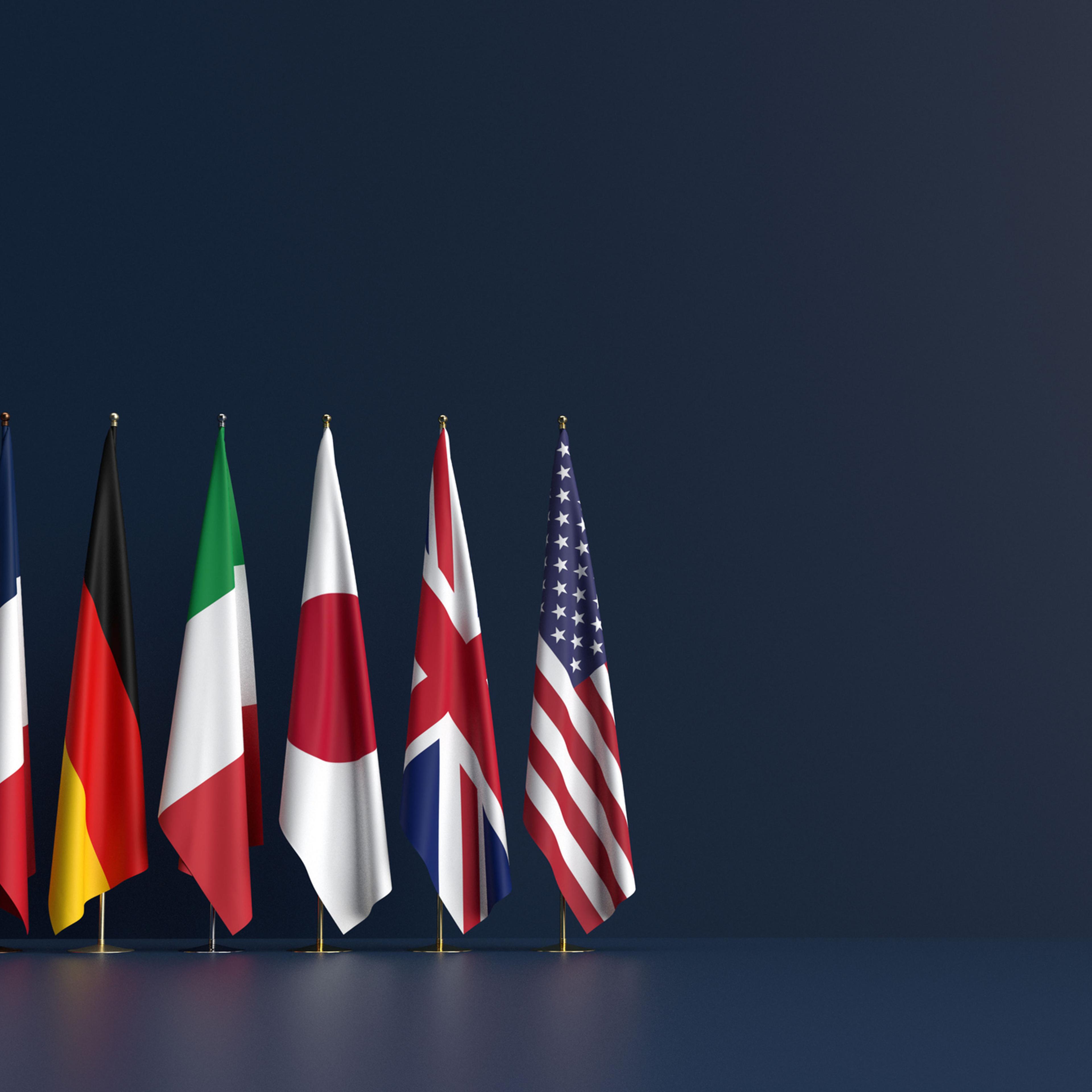 G7 flag country global politic government president group canada france german italy japan united kingdom uk united state america usa us business financial solider army weapon summit meeting g7 travel