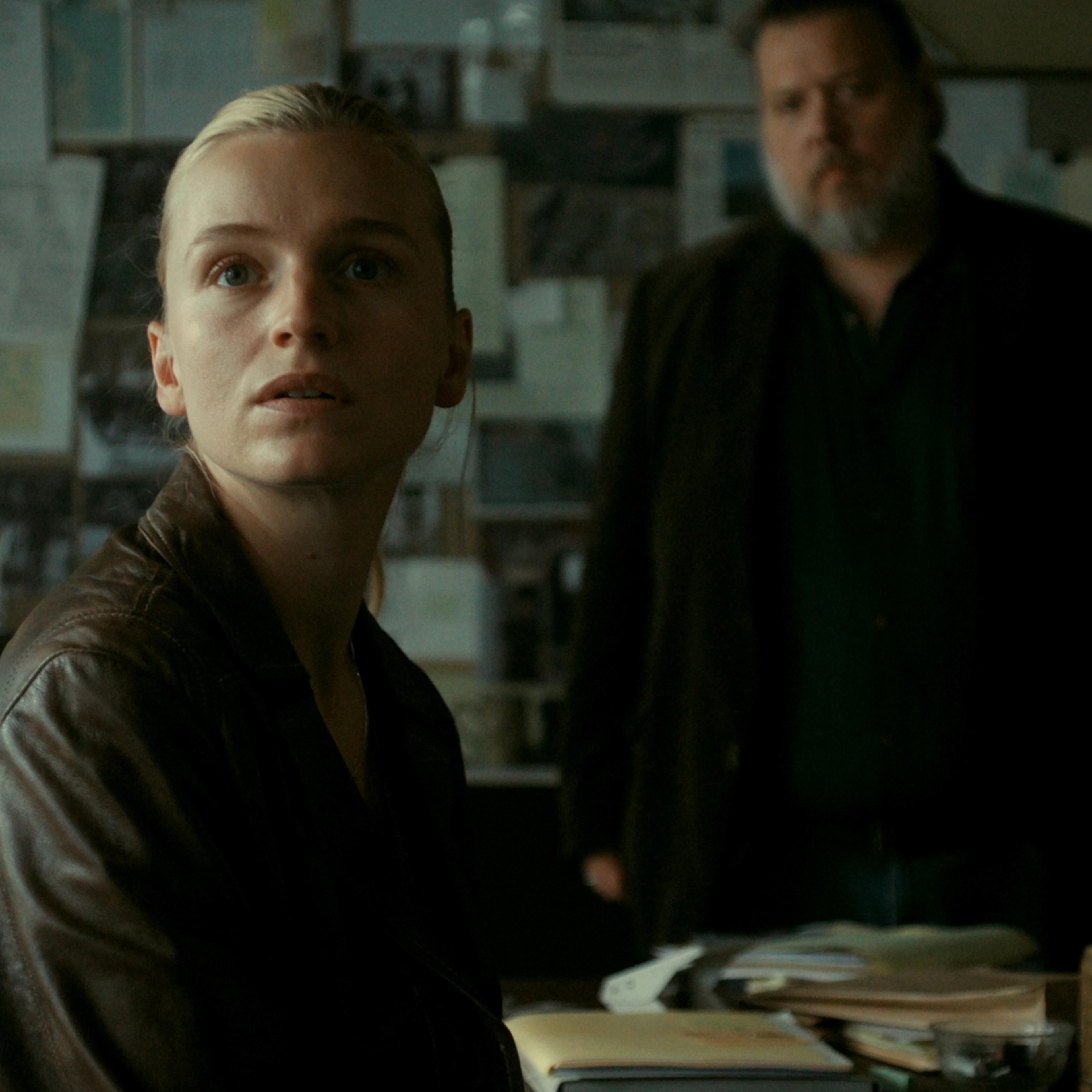 The Legend. (L to R) Clara Dessau as Sara/Tea and Nicolas Bro as Folke in The Legend. Cr. Courtesy of Netflix © 2024