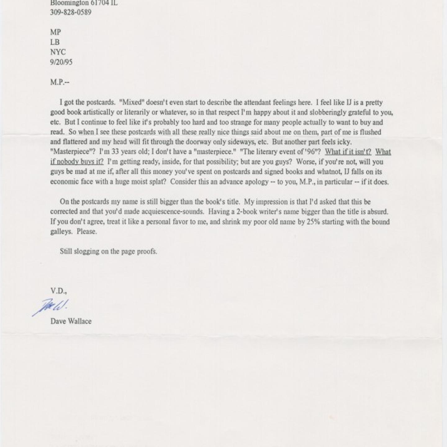 David Foster Wallace letter