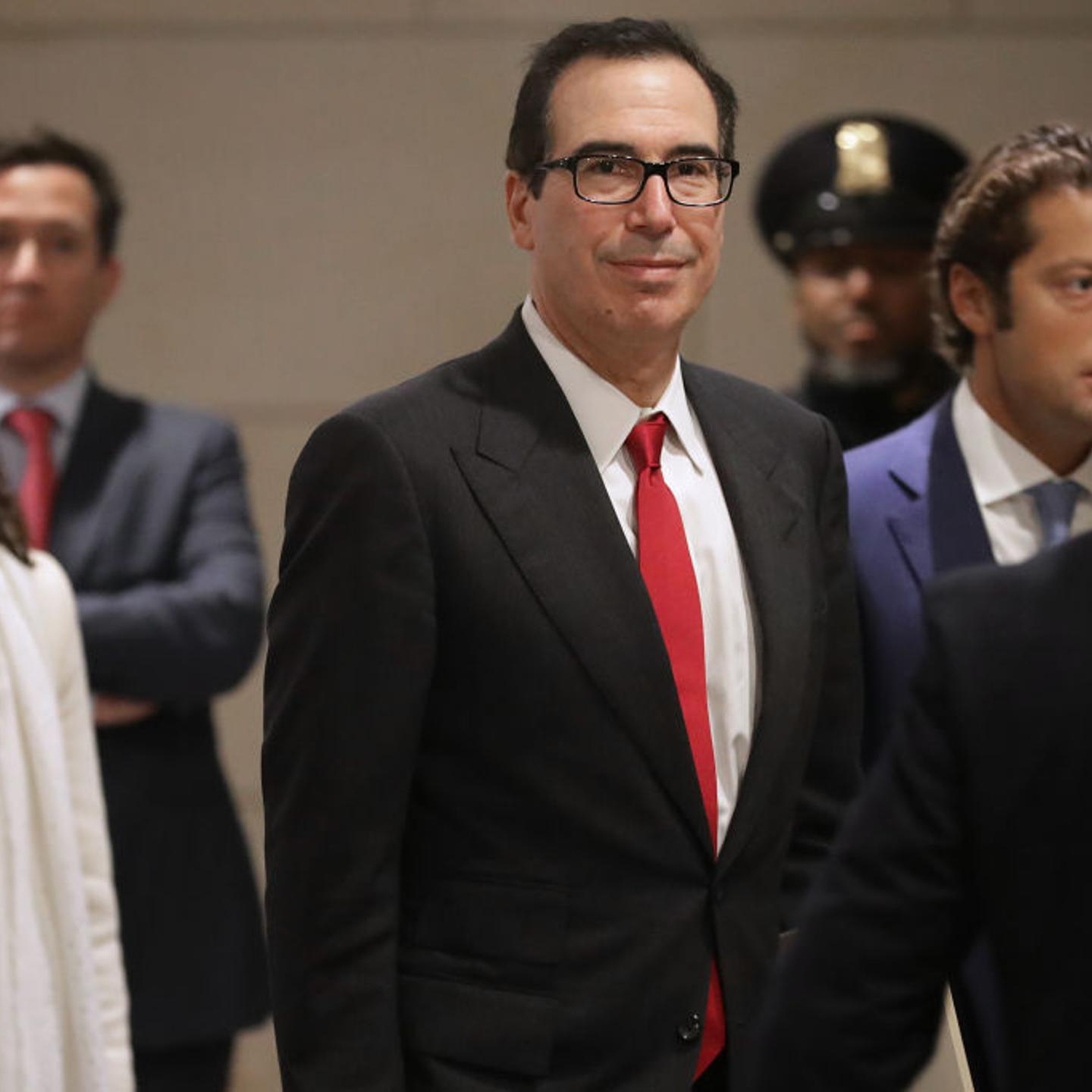 U.S. Treasury Secretary Steven Mnuchin arrives for a classified meeting
