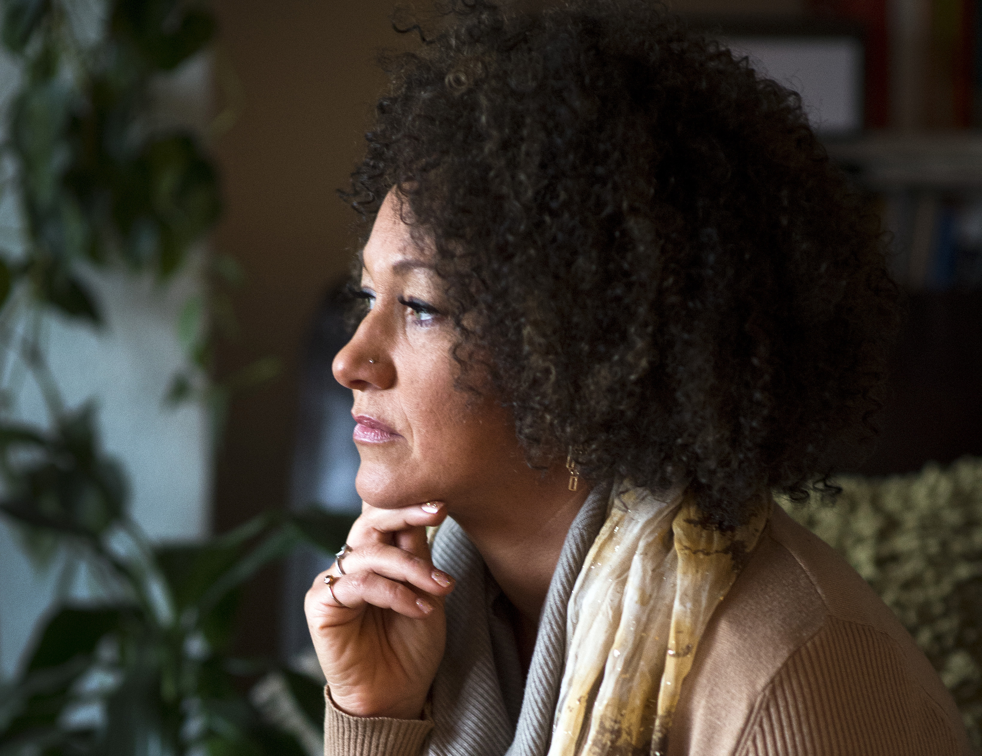 Rachel Dolezal, president of the Spokane chapter of the NAACP, poses for a photo in her Spokane, Wash., home on March 2, 2015.