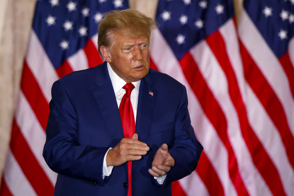 Former US President Donald Trump Delivers Remarks At Mar-a-Lago