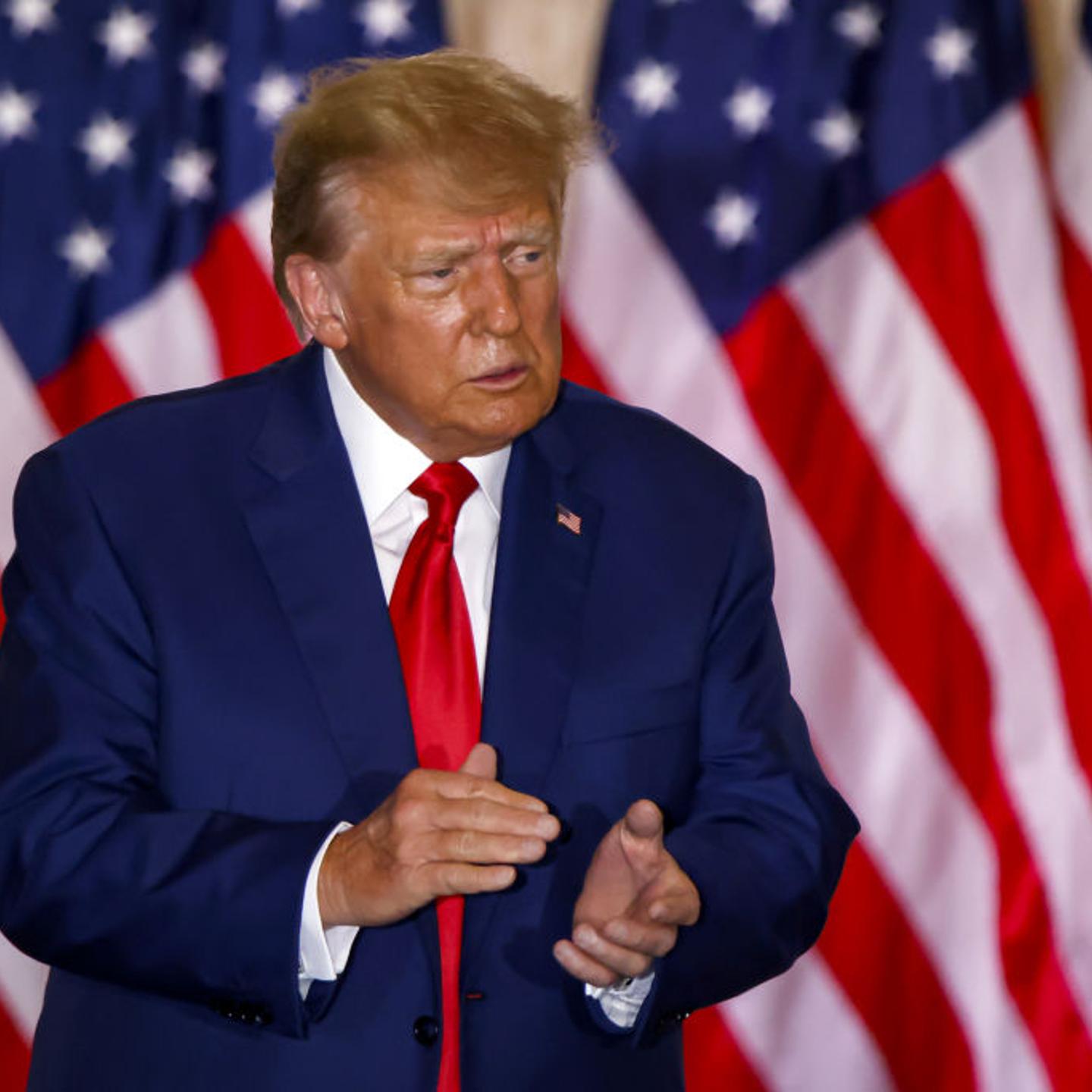 Former US President Donald Trump Delivers Remarks At Mar-a-Lago