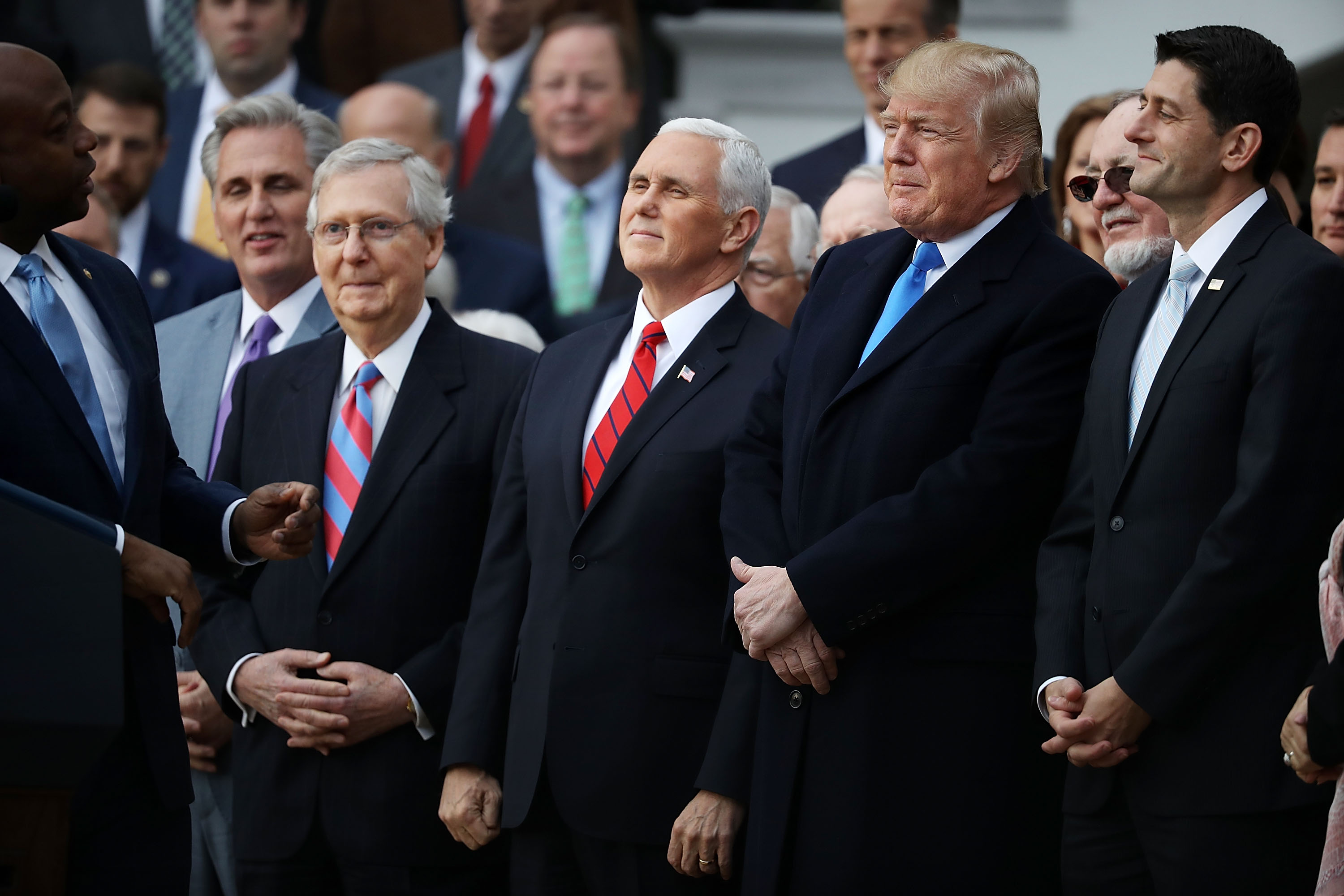 President Trump Speaks On The Passage Of The GOP Tax Plan At The White House