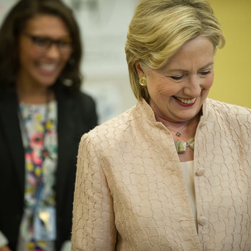 Democratic presidential candidate Hillary Clinton tours John Marshall High School August 17, 2016 in Cleveland, Ohio.