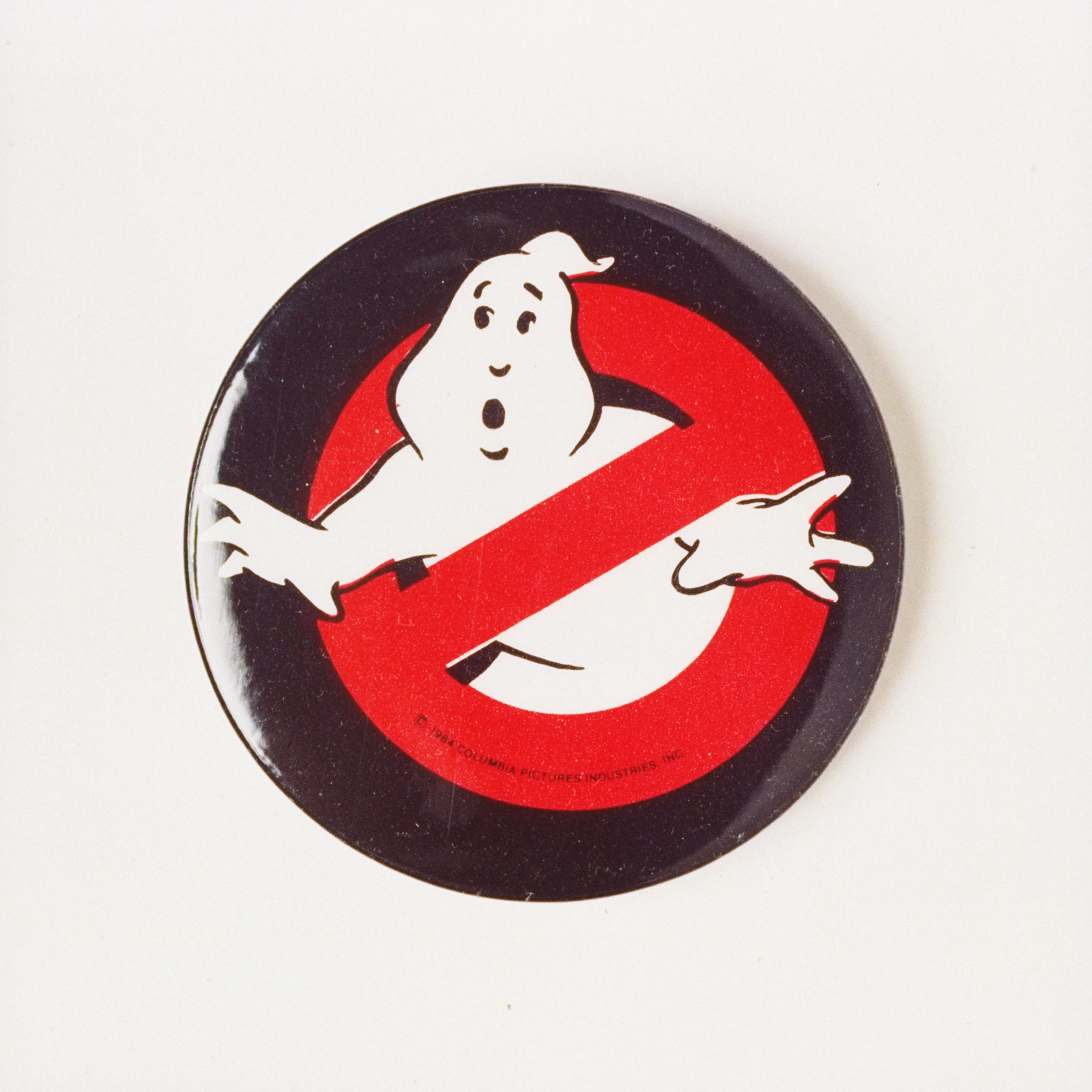 Button with Ghostbusters symbol.
