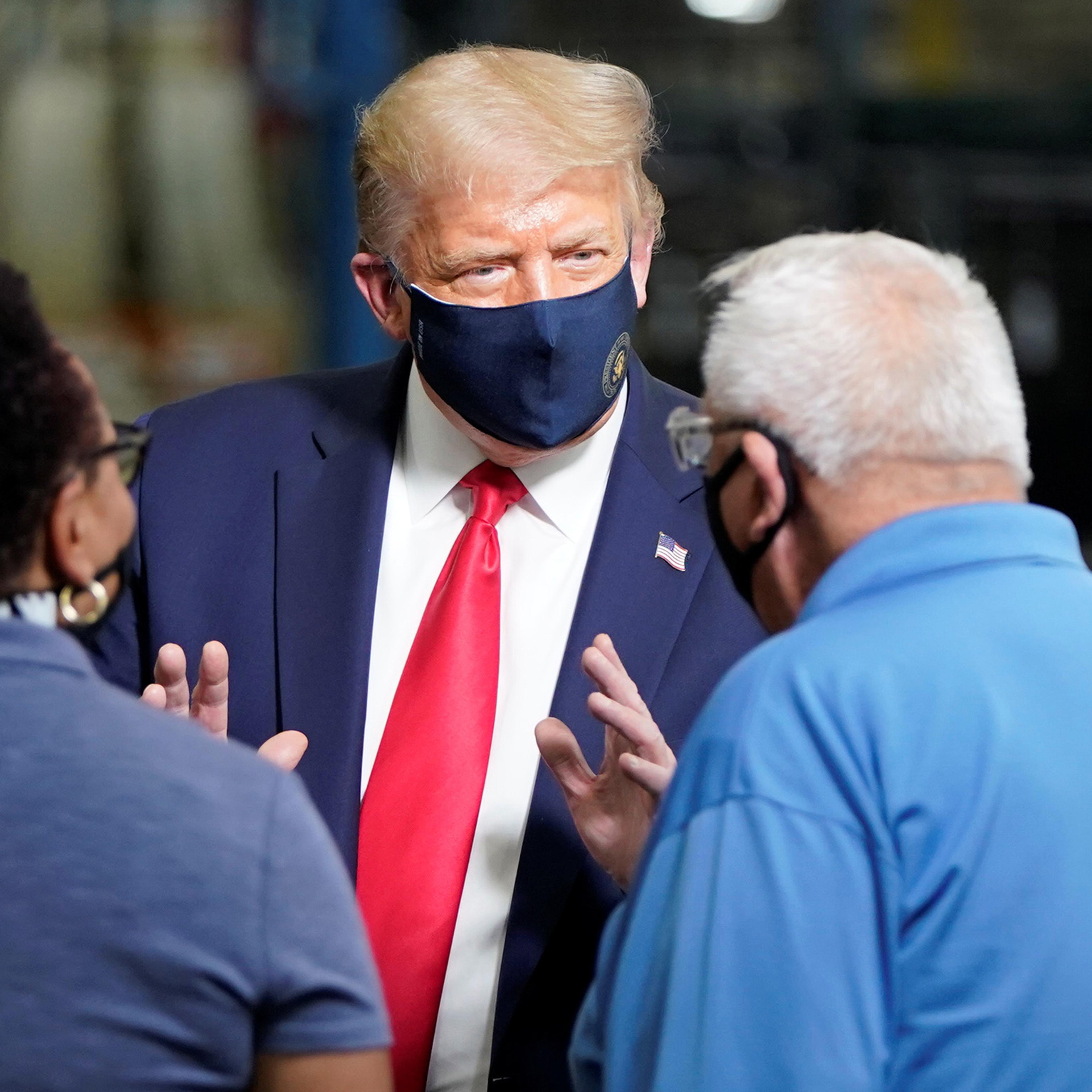U.S. President Donald Trump tours a Whirlpool Corporation washing machine factory in Clyde, Ohio