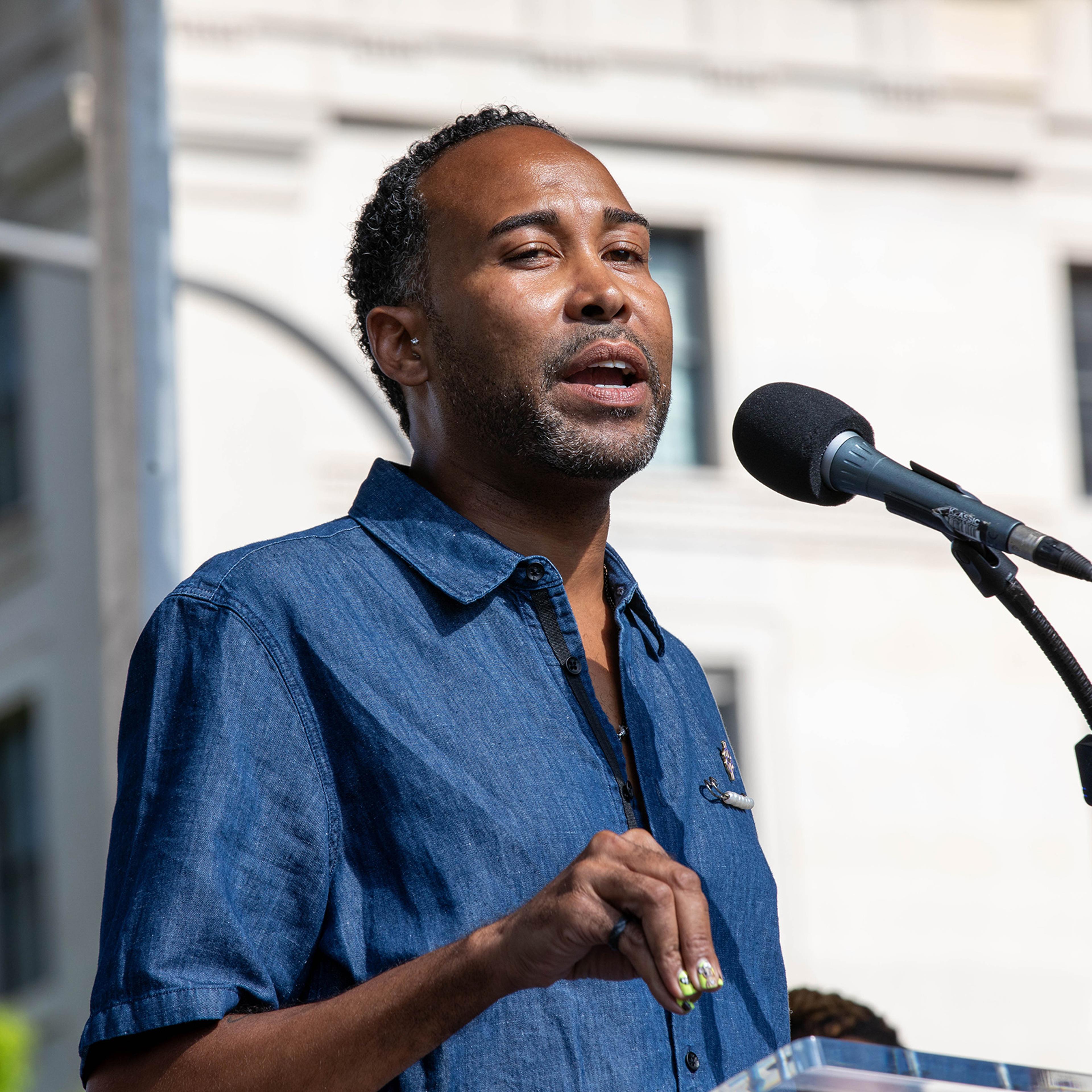 David J. Johns speaks onstage during the NBJC Equity March in Washington, D.C., on June 15, 2024.