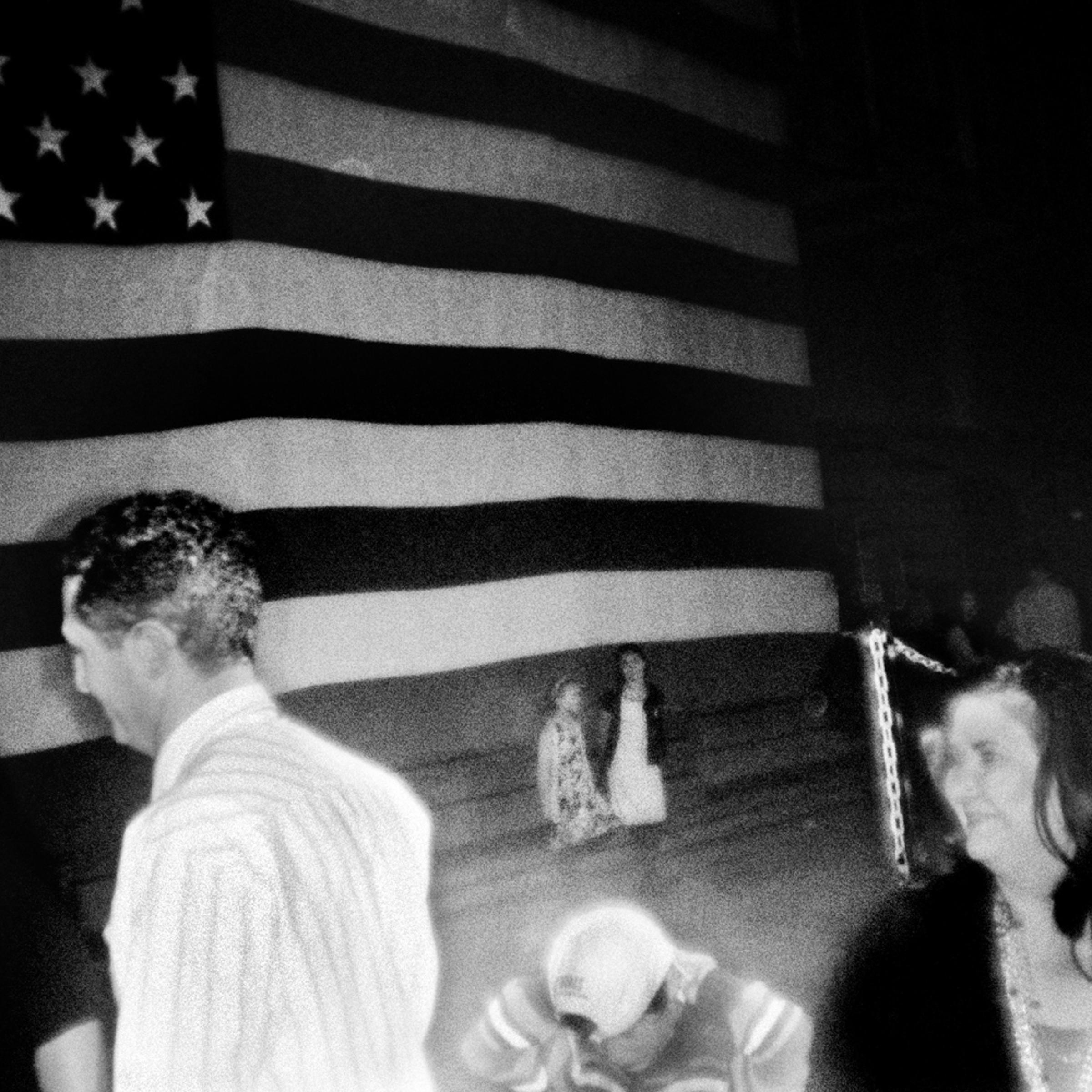 March 6, 2012. Rick Santorum supporters wait for the candidate backstage after his Super Tuesday election night speech in Steubenville, Ohio.
