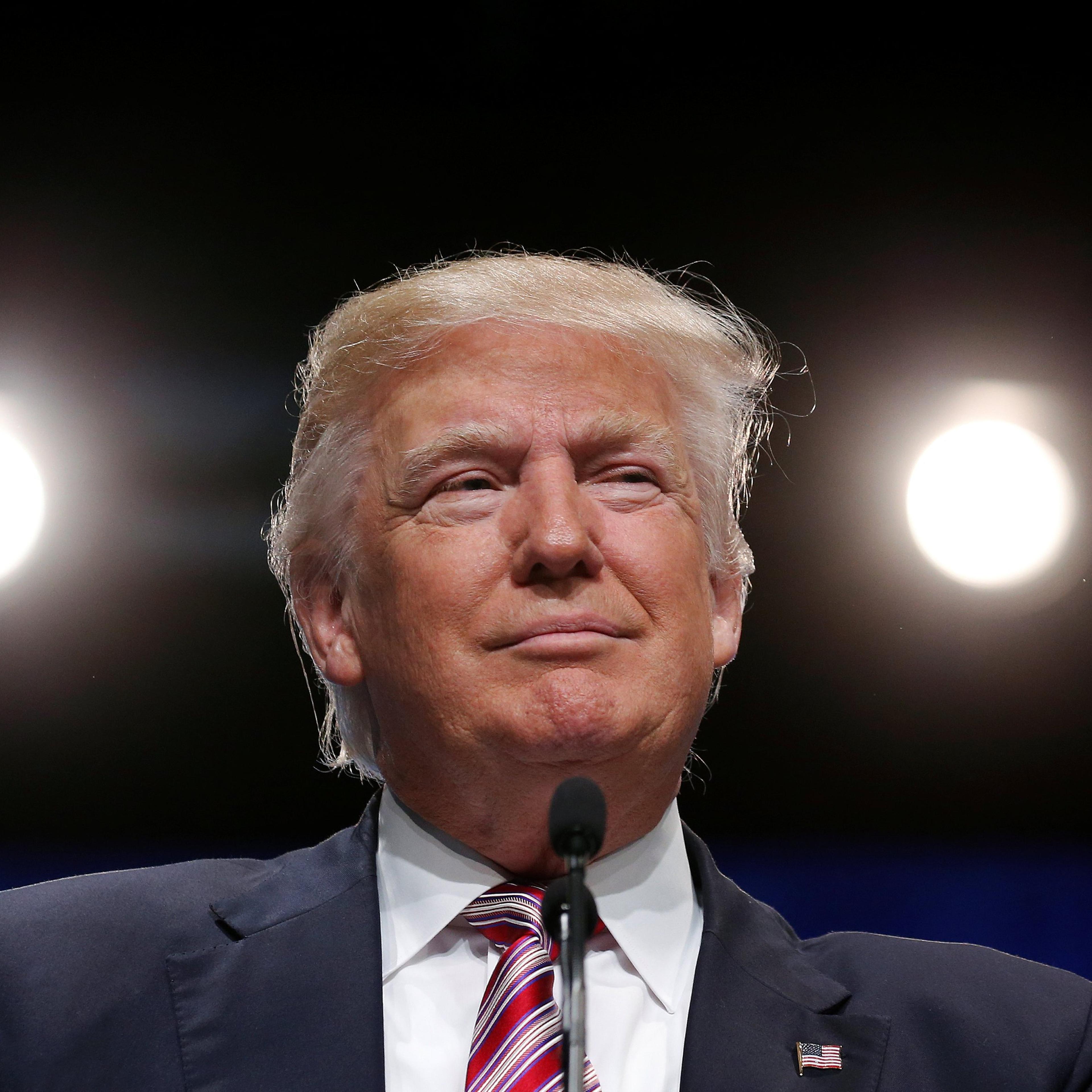 Donald Trump speaks to the Veterans of Foreign Wars conference at a campaign event in Charlotte