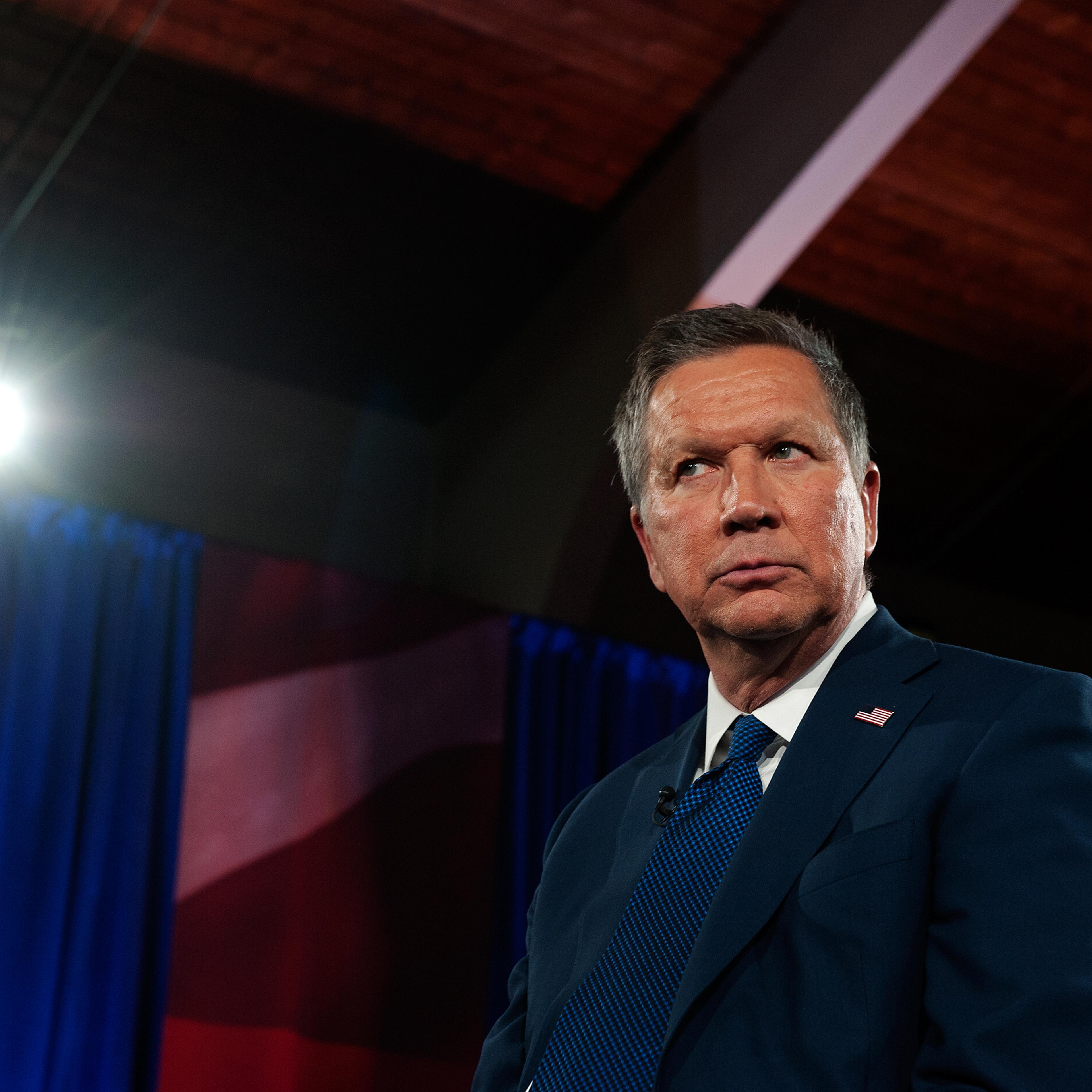 GOP Presidential Candidate John Kasich Participates In Television Town Hall Meeting