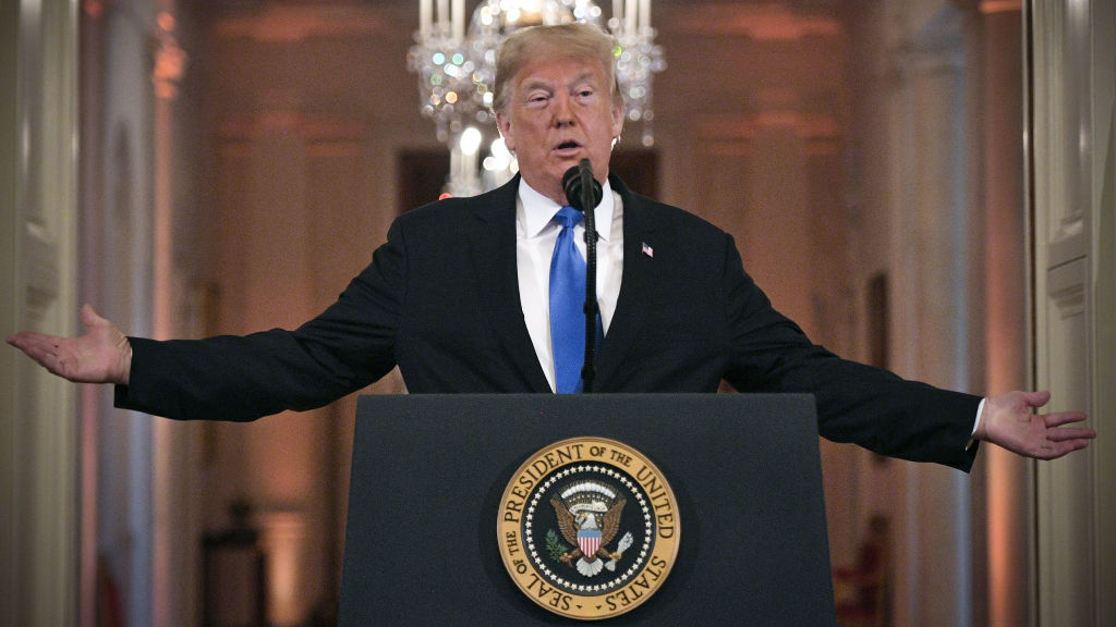 US President Donald Trump speaks during a post-election press conference