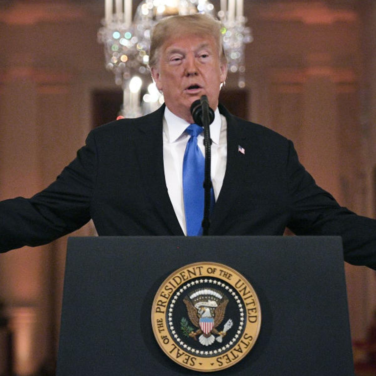 US President Donald Trump speaks during a post-election press conference