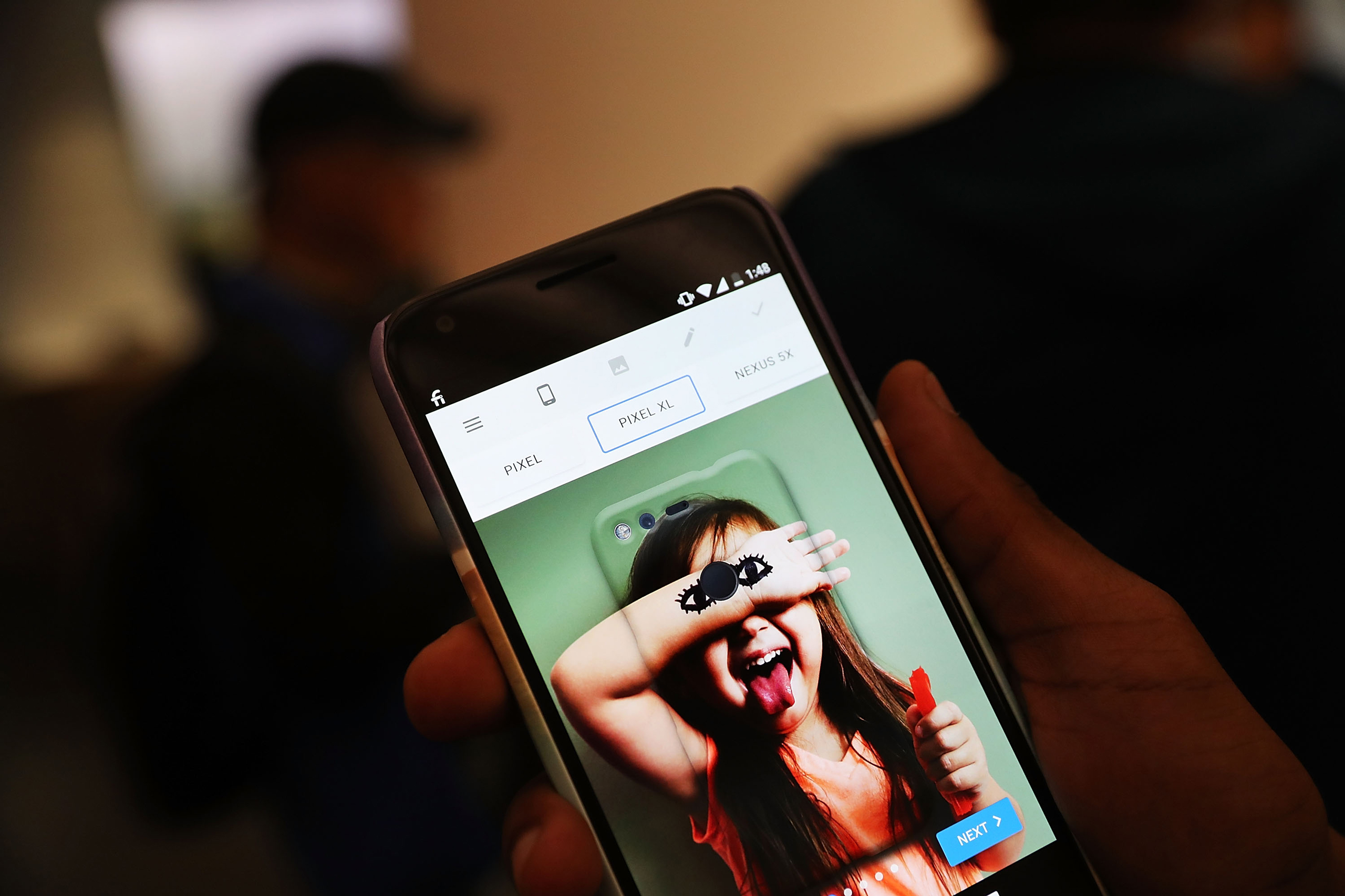 NEW YORK, NY - OCTOBER 20: A new Google Pixel XL phone is displayed at the new Google pop-up shop in the SoHo neighborhood on October 20, 2016 in New York City. The shop lets people try out new Google products such as the Pixel phone, Google Home, and Da