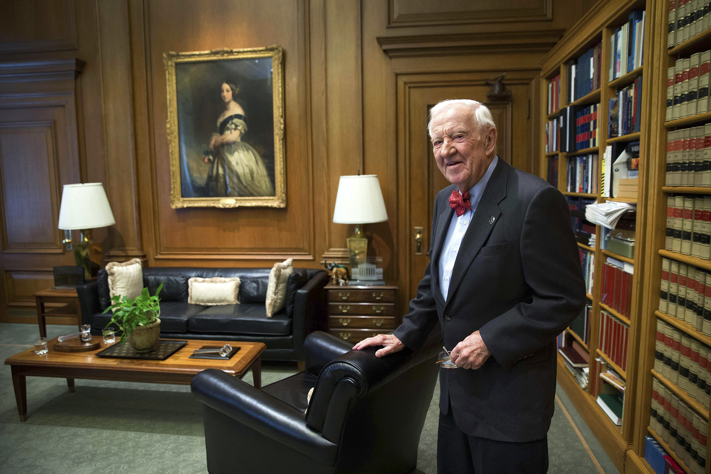 Justice John Paul Stevens in his chambers at the Supreme Court in Washington.