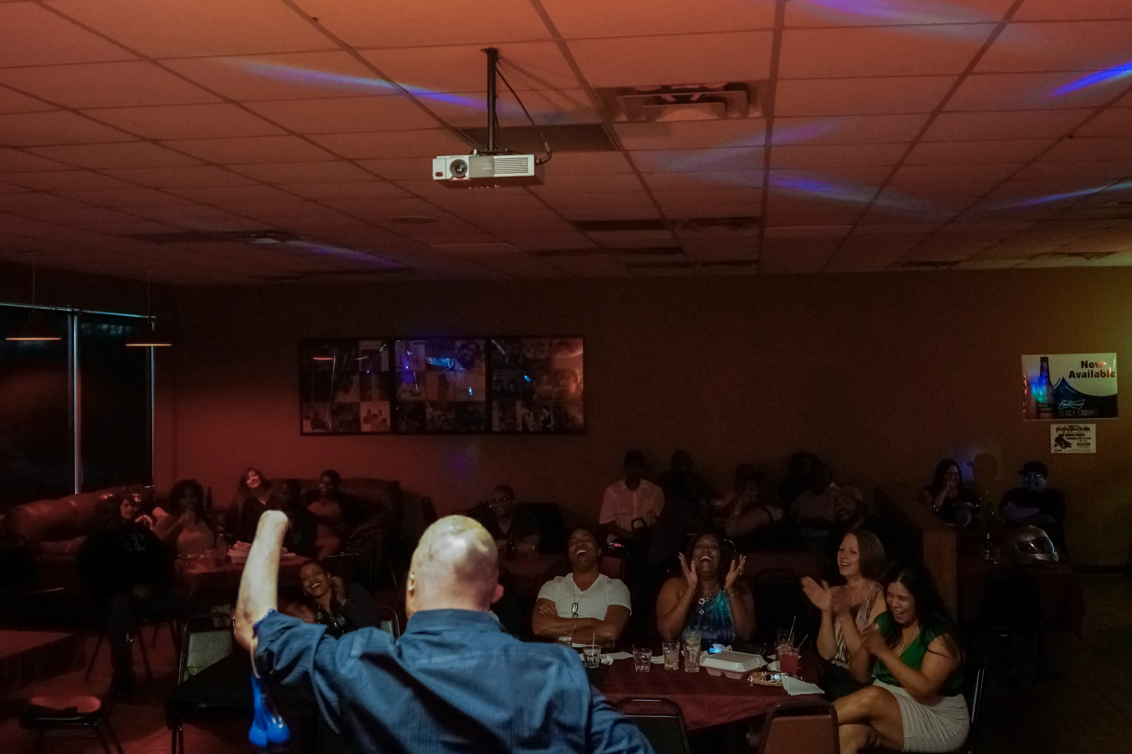 2013. San Antonio, TX. USA. Bobby performs his comedy routine at the Uptown 78 Lounge. Bobby Henline, 41, veteran of four tours to Iraq and sole survivor of an IED blast that killed the other four soldiers in his humvee in Iraq in 2007. He is now a