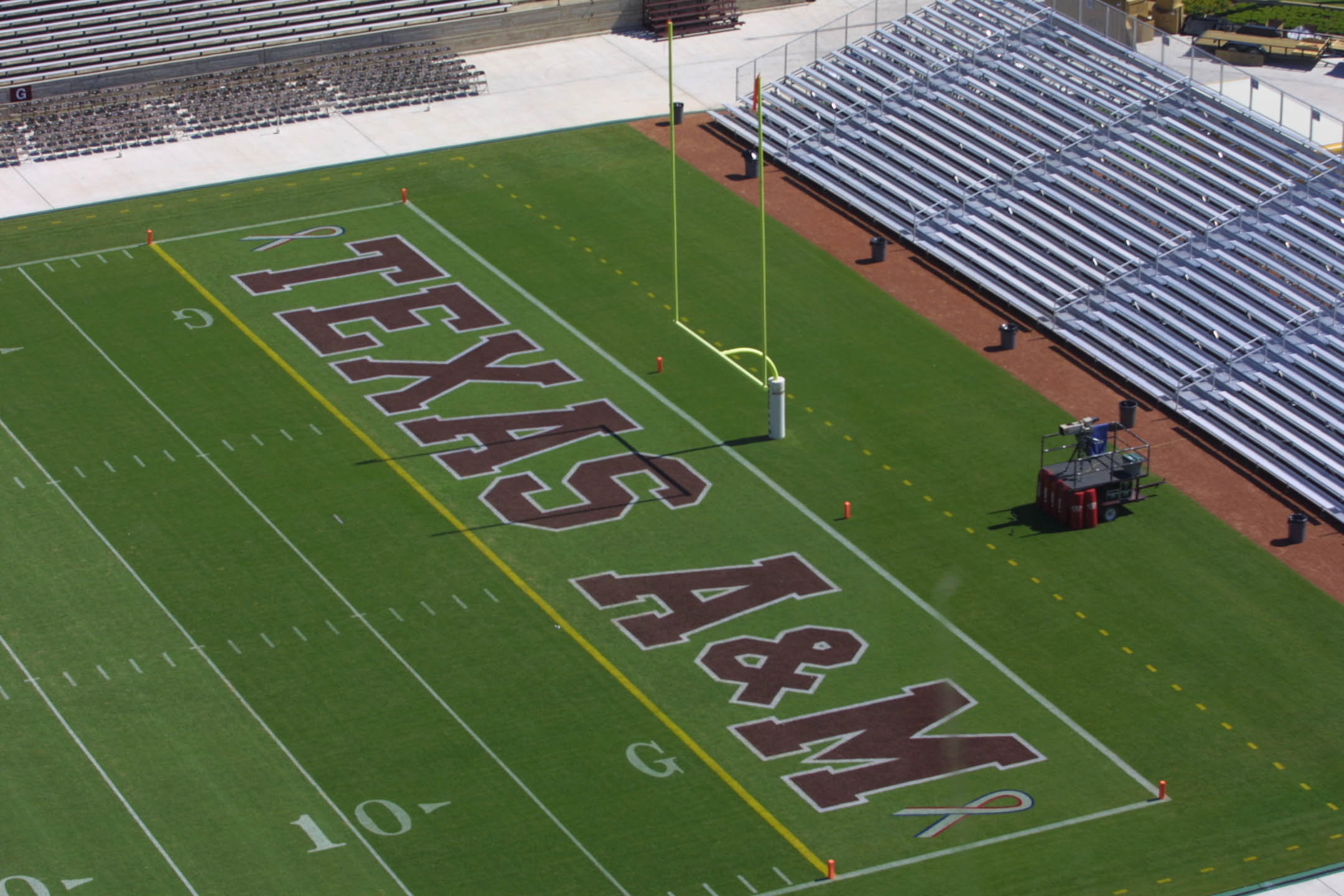 29 Sep 2001: Overhead view of the Texas A&amp;M logo on the field at Kyle Field in College Station, Texas.