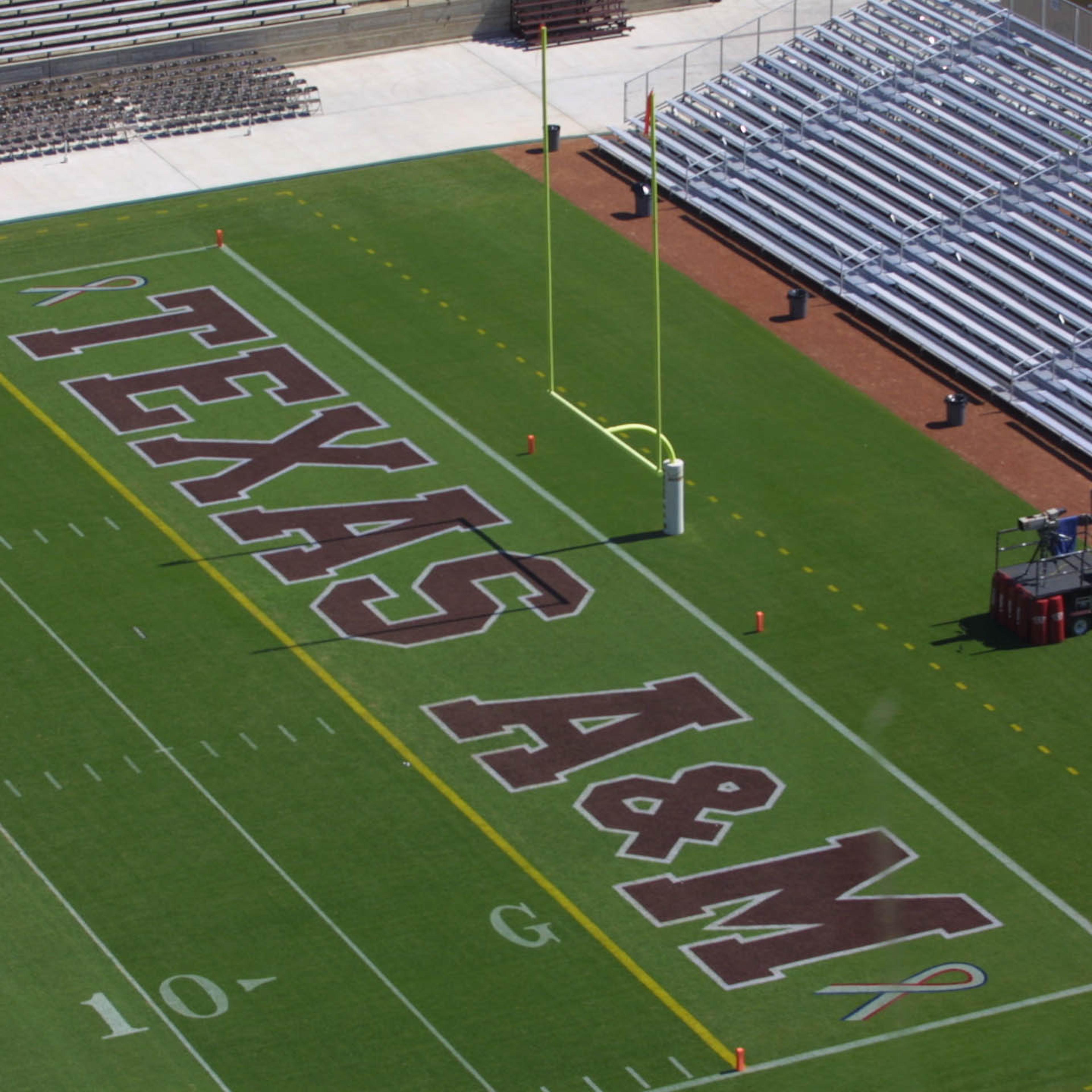 29 Sep 2001: Overhead view of the Texas A&M logo on the field at Kyle Field in College Station, Texas.