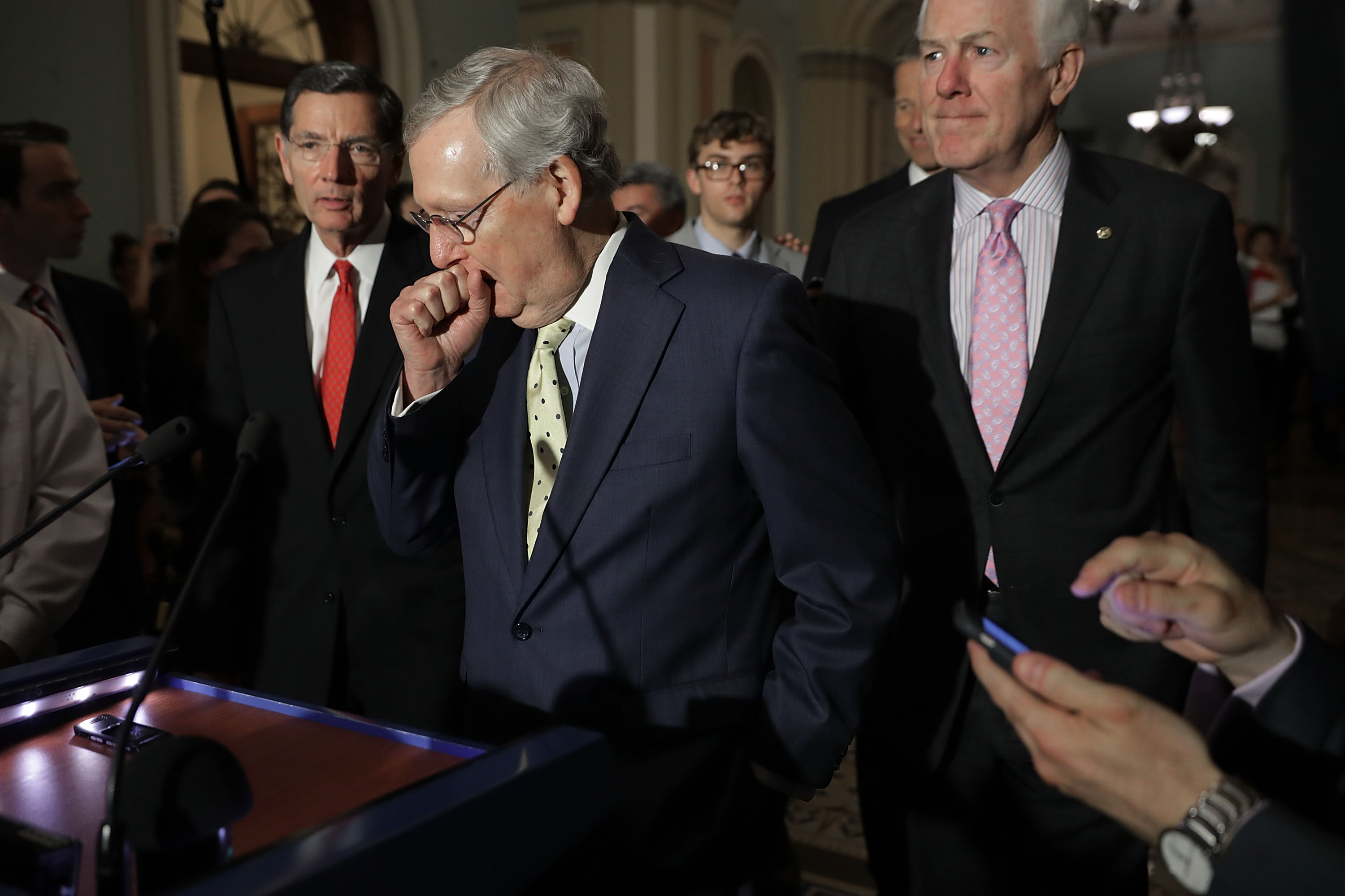 Senate Lawmakers Address The Media After Their Weekly Policy Luncheons