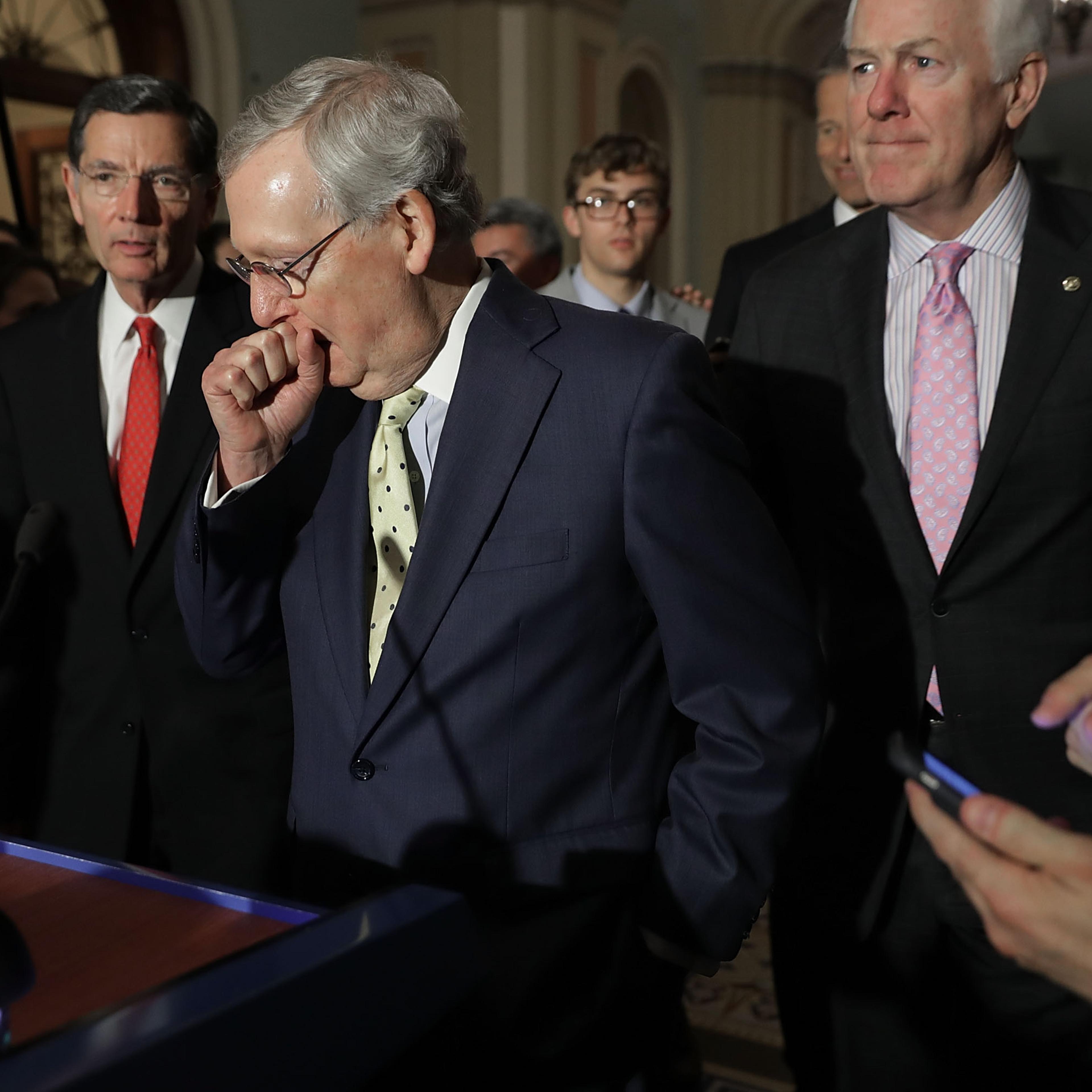 Senate Lawmakers Address The Media After Their Weekly Policy Luncheons
