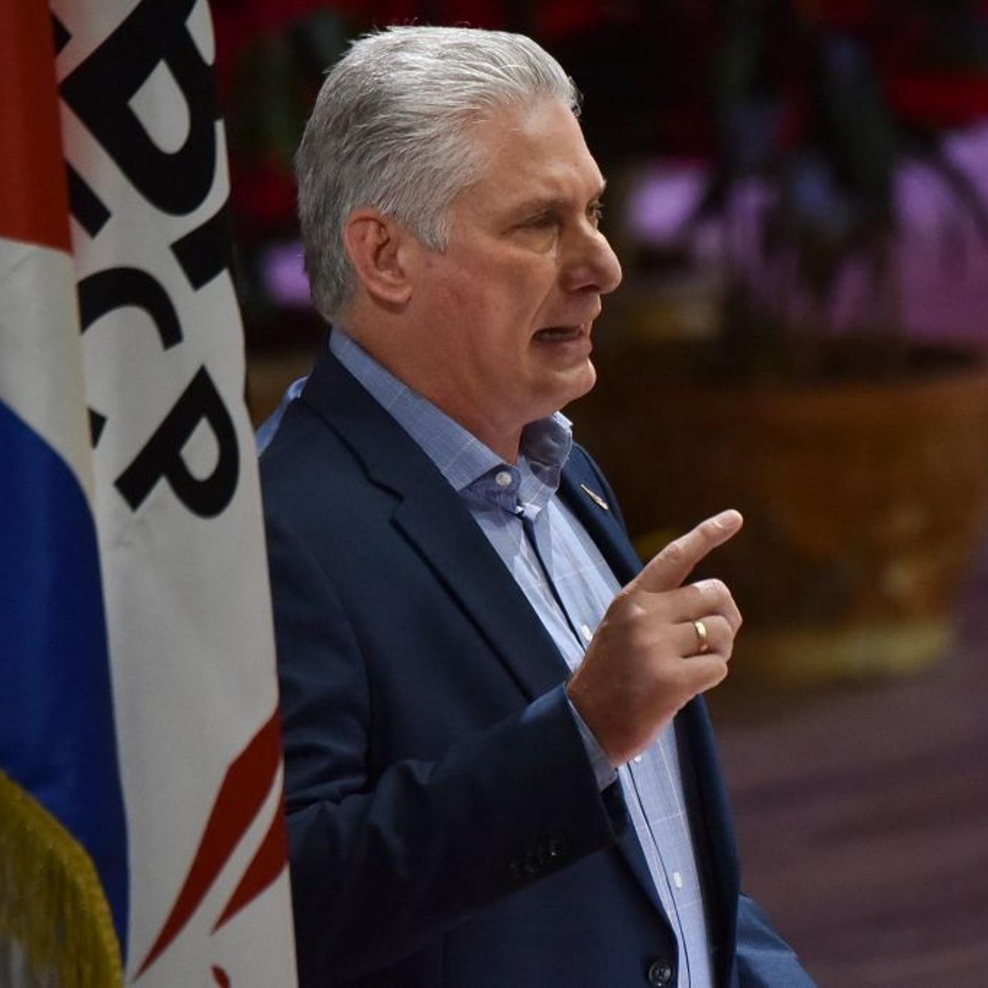 Cuban President Miguel Diaz-Canel delivers a speech during the closing of the XX Summit of the Bolivarian Alliance for the Peoples of Our America-People's Trade Agreement (ALBA-TCP), at the Convention palace in Havana on Dec. 14, 2021.