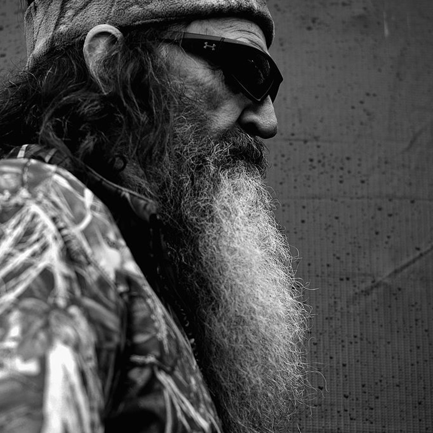 Reality TV personality Phil Robertson is introduced during pre-race ceremonies for the NASCAR Sprint Cup Series Duck Commander 500 at Texas Motor Speedway in Fort Worth, Texas, on April 6, 2014.